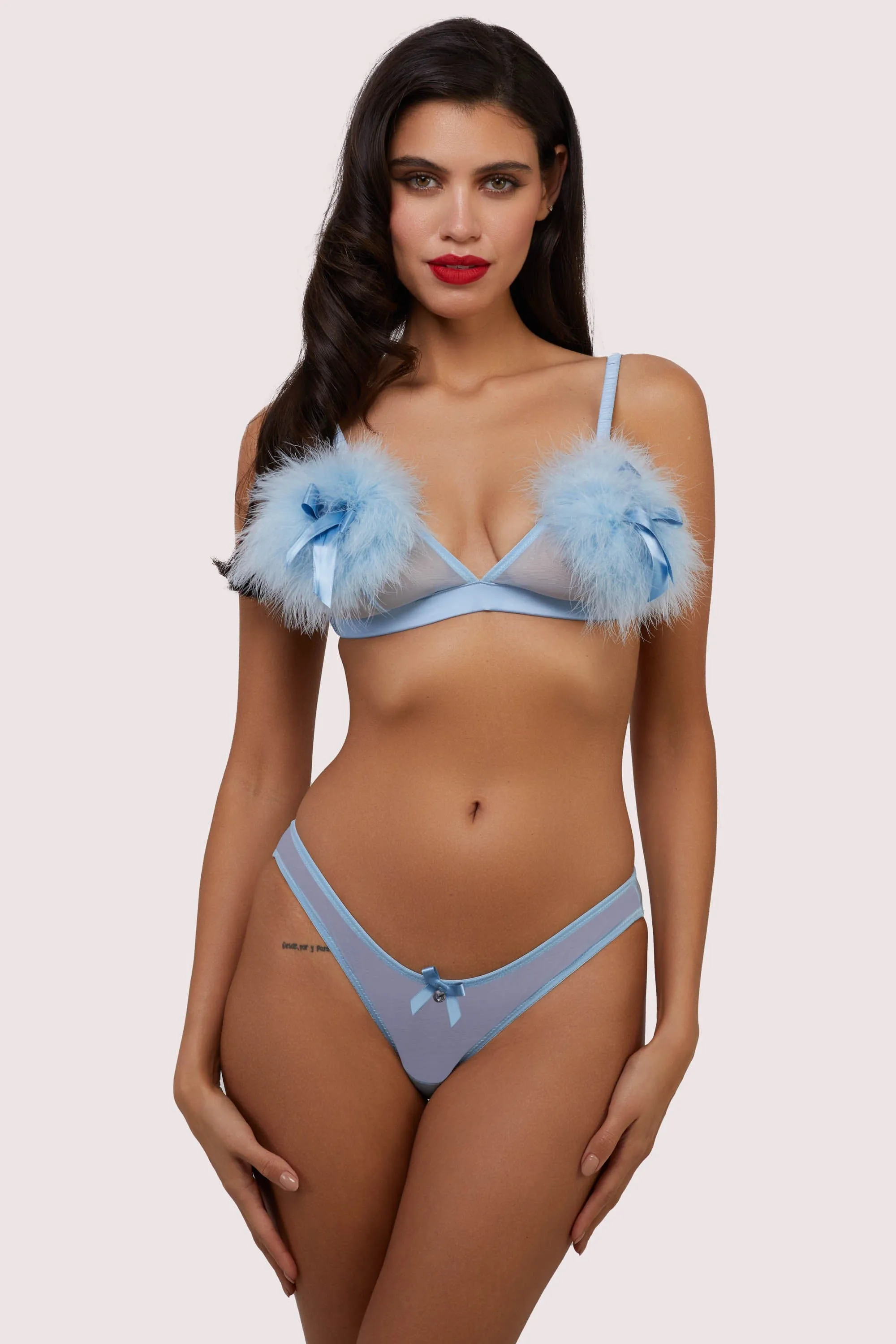 Lulu Baby Blue Diamanté Marabou Brief