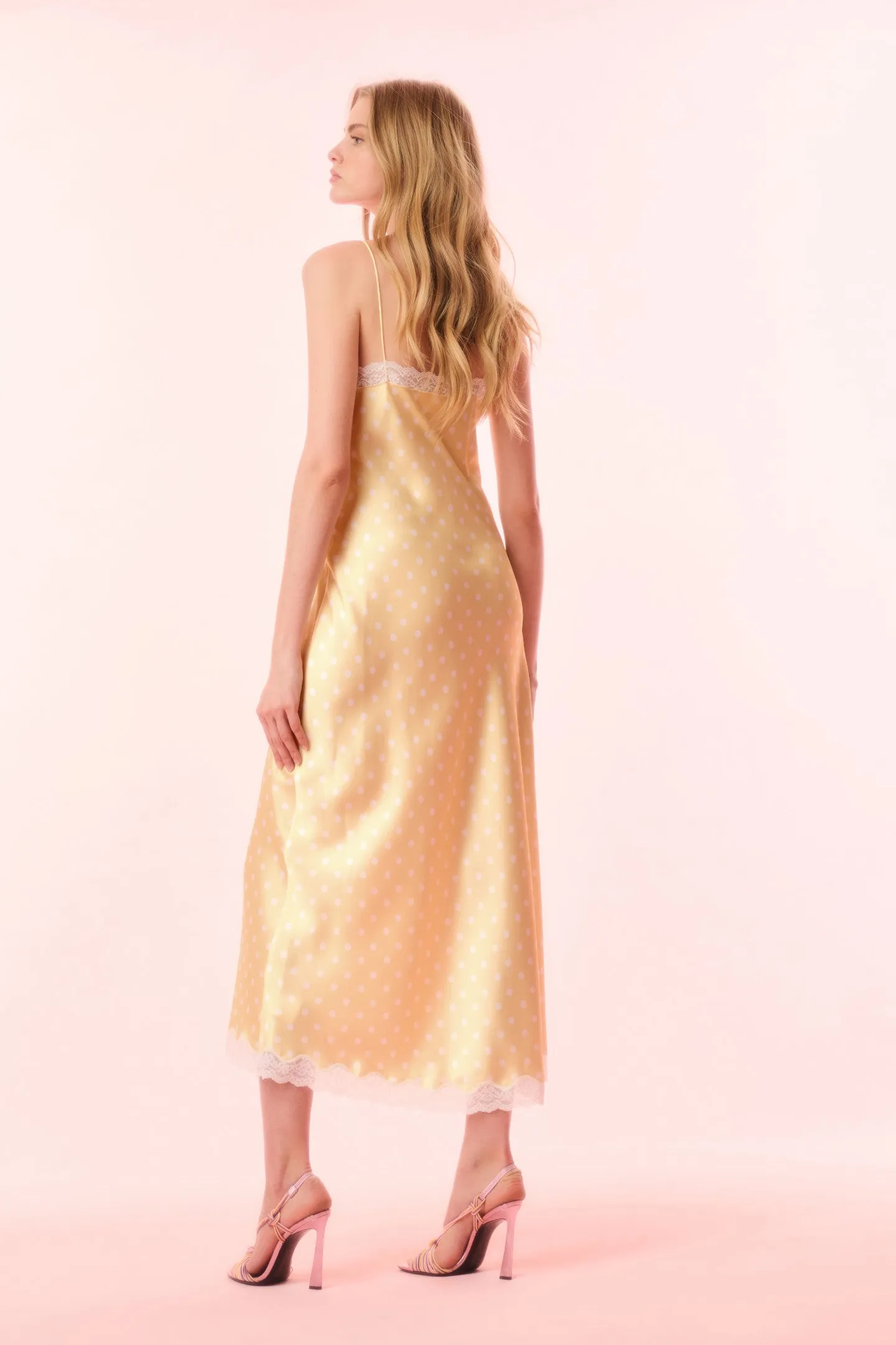 Manuela Satin Polkadot Maxi Slip Dress