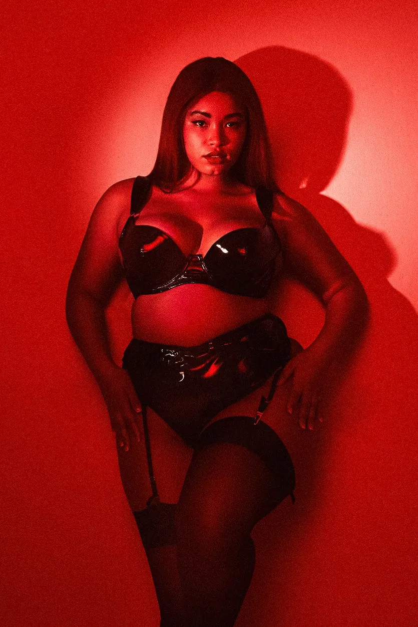 Maxine Black PVC High Waist Curve Brief