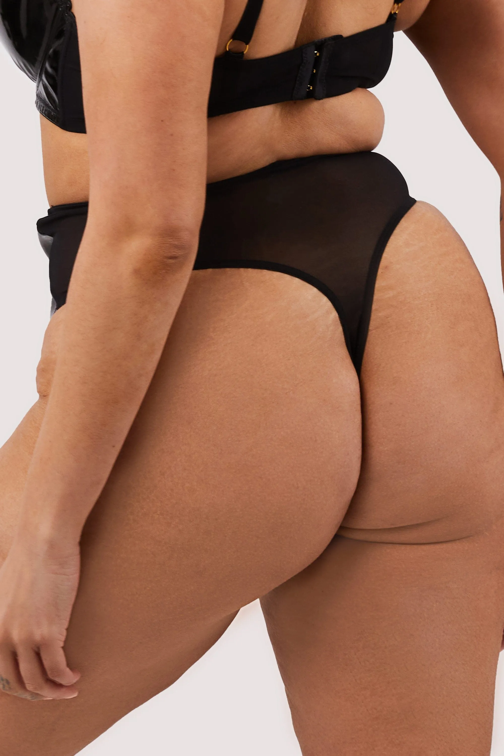 Maxine Black PVC High Waist Curve Brief