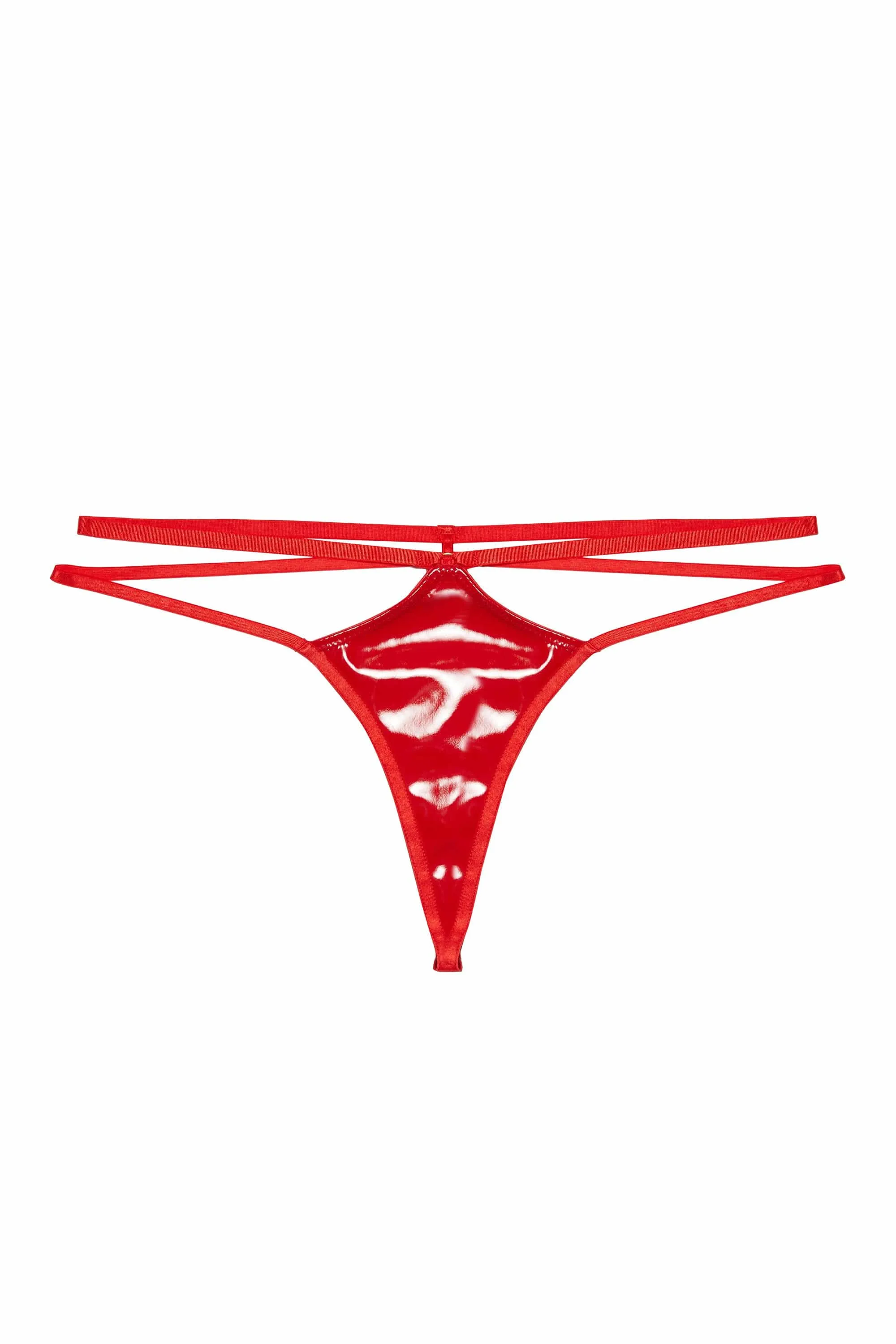 Maxine Red PVC Strap And Ring Detail Thong