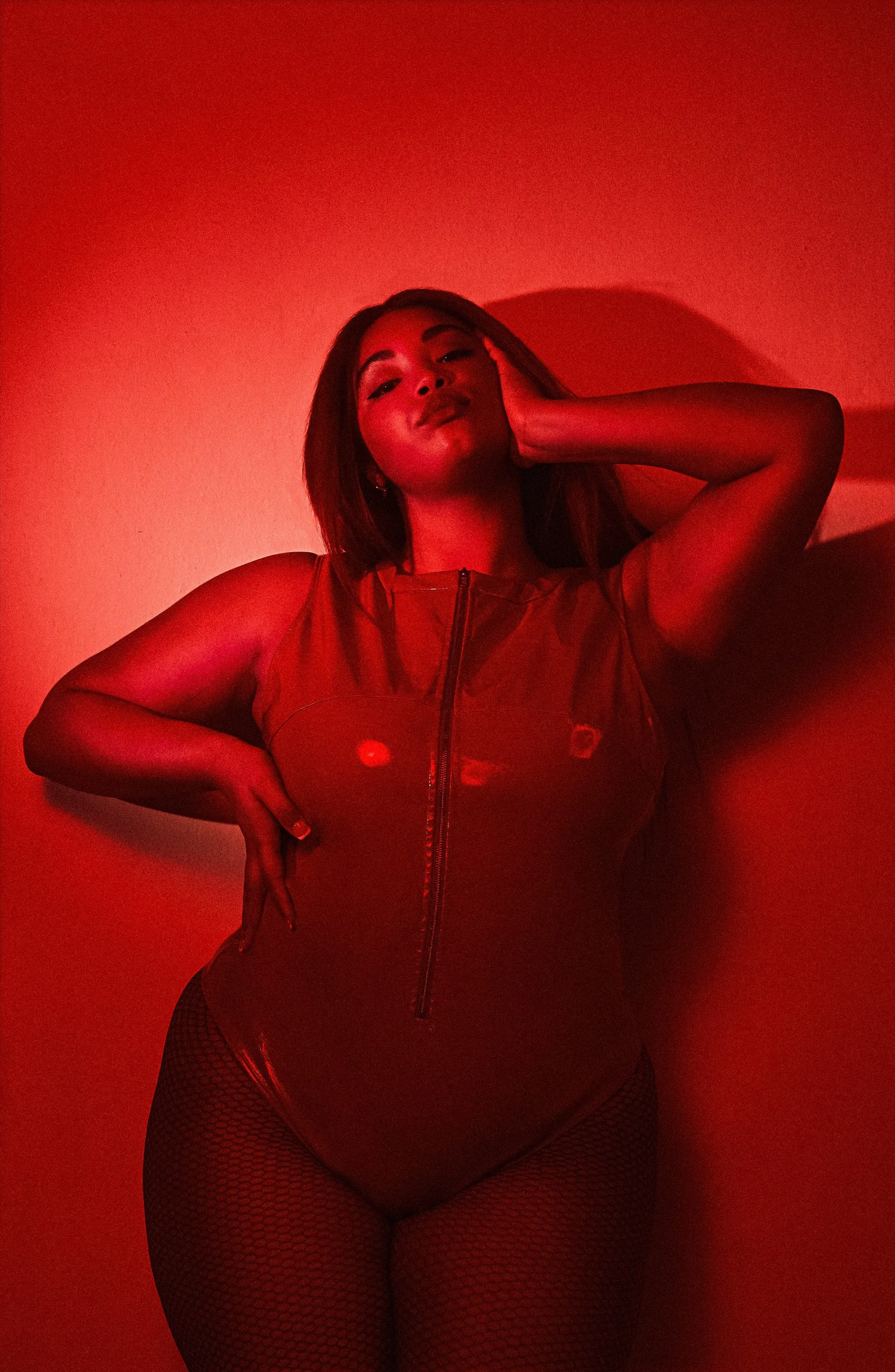 Maxine Red PVC Zip Front Body
