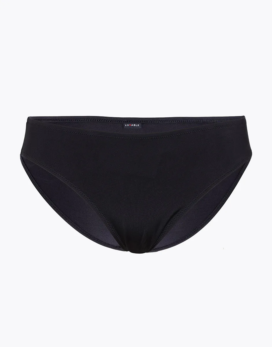 Midi Bikini Bottom Essential Micro in Black Microfiber