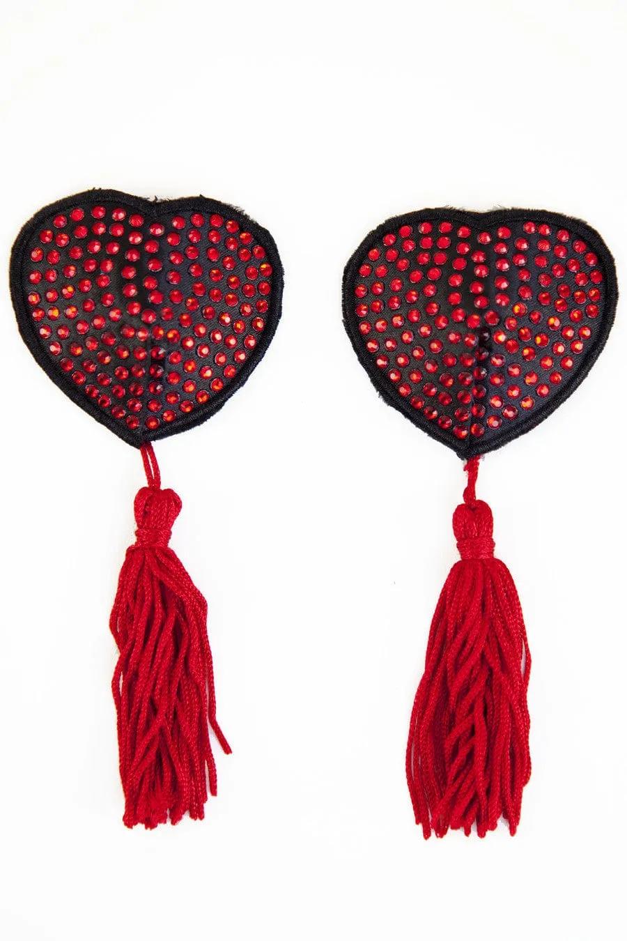 Natalia Nipple Tassels – Red Beaded Heart Shape