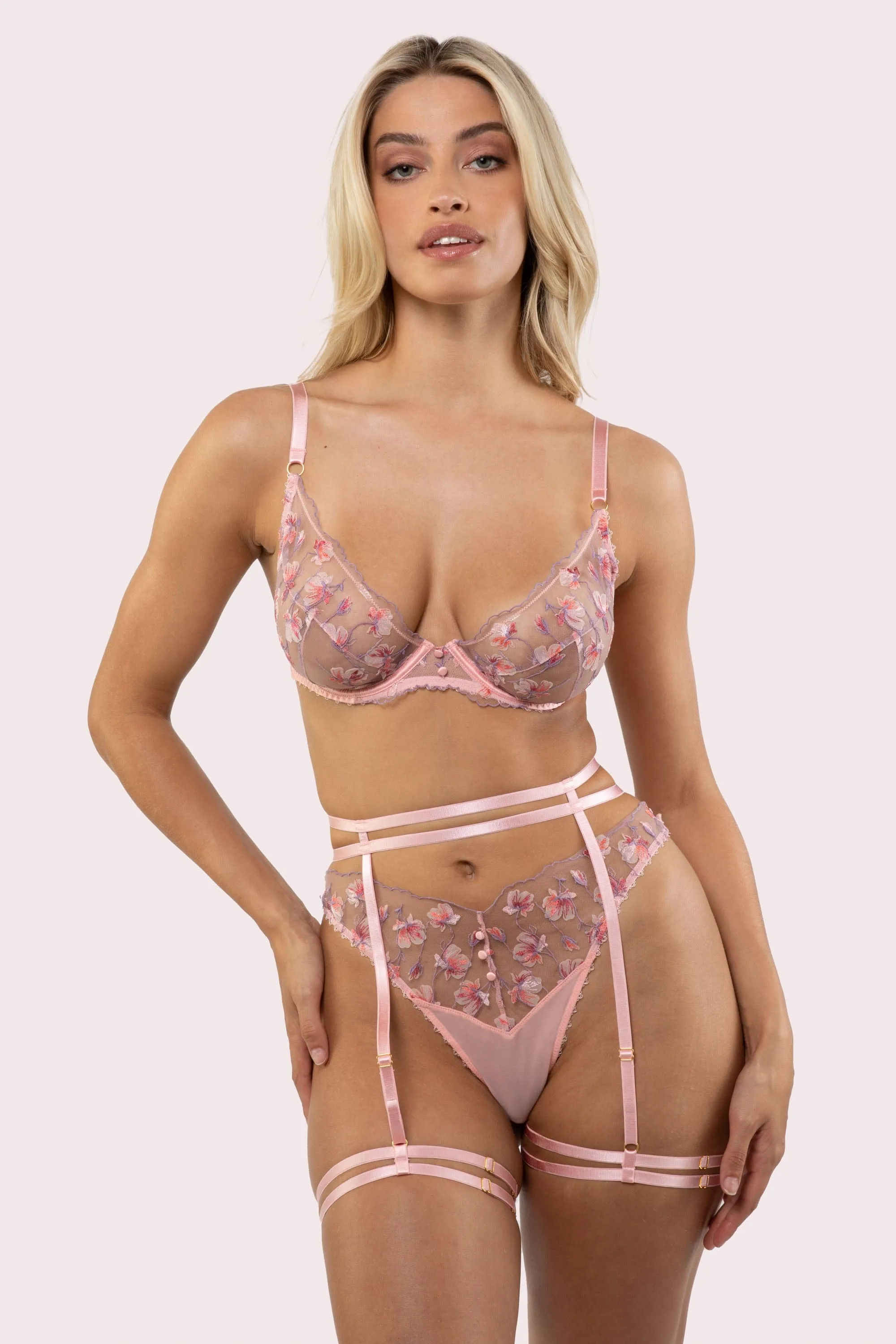 Nella Peach Strappy Suspender Belt