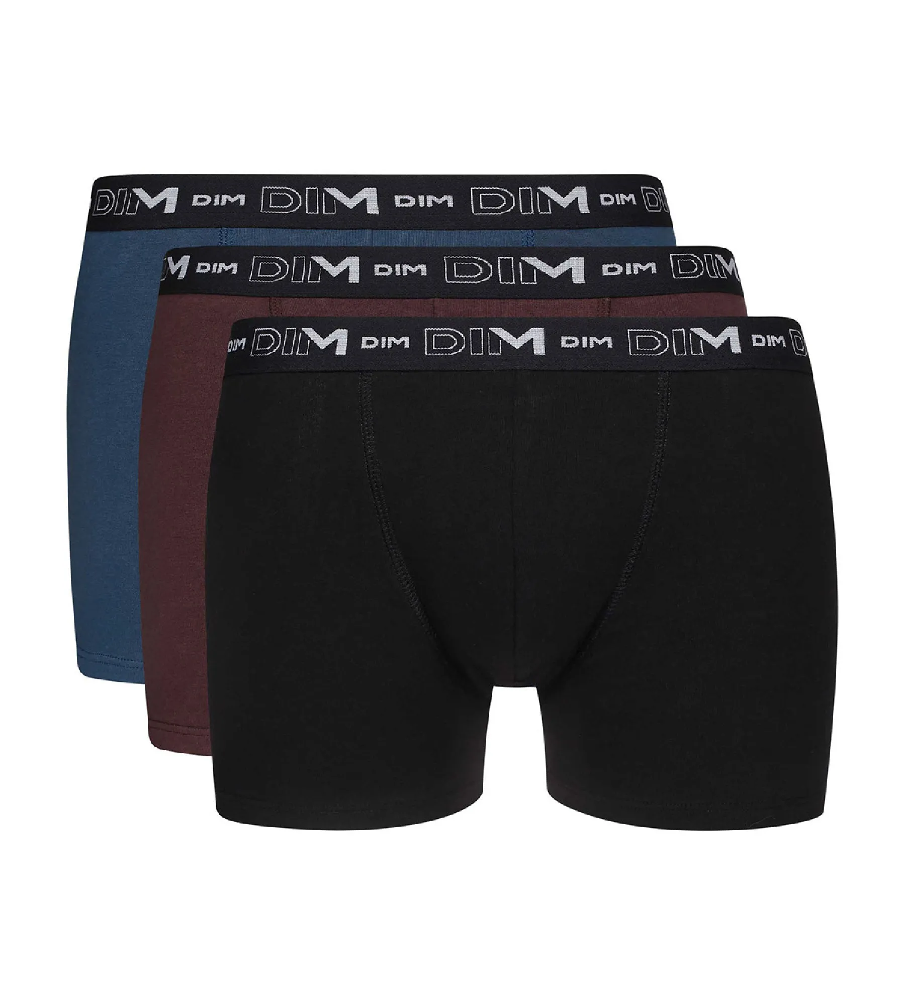Pack of 3 men's Black Fawn Brown Cotton Stretch boxers with graphics on waistband