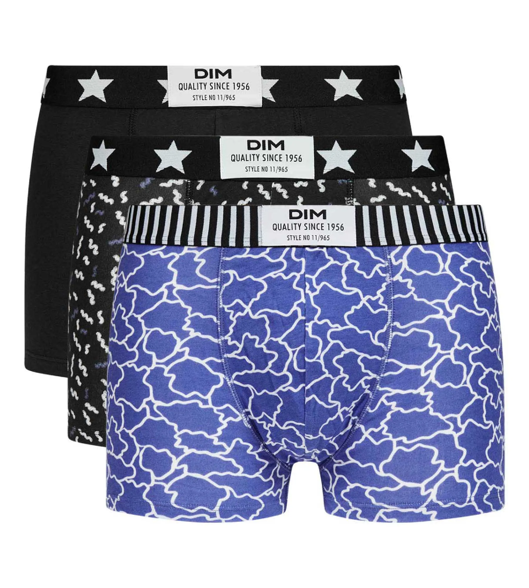 Pack of 3 men's Dim Vibes blue black cloud pattern boxers