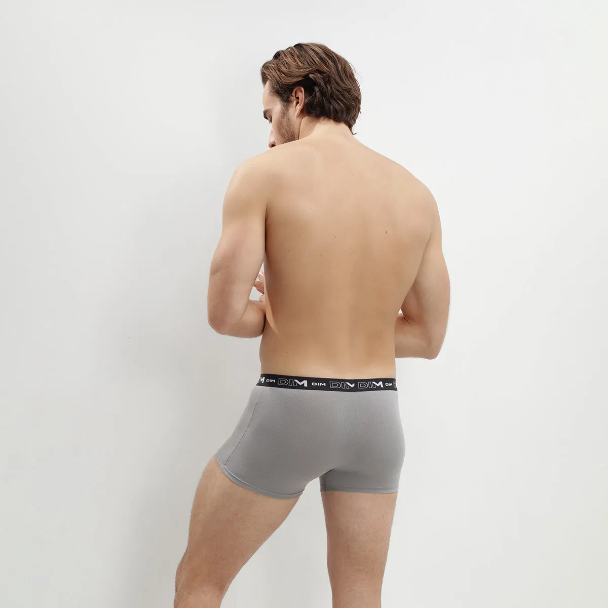 Pack of 3 pairs of black. grey and white stretch cotton trunks for men