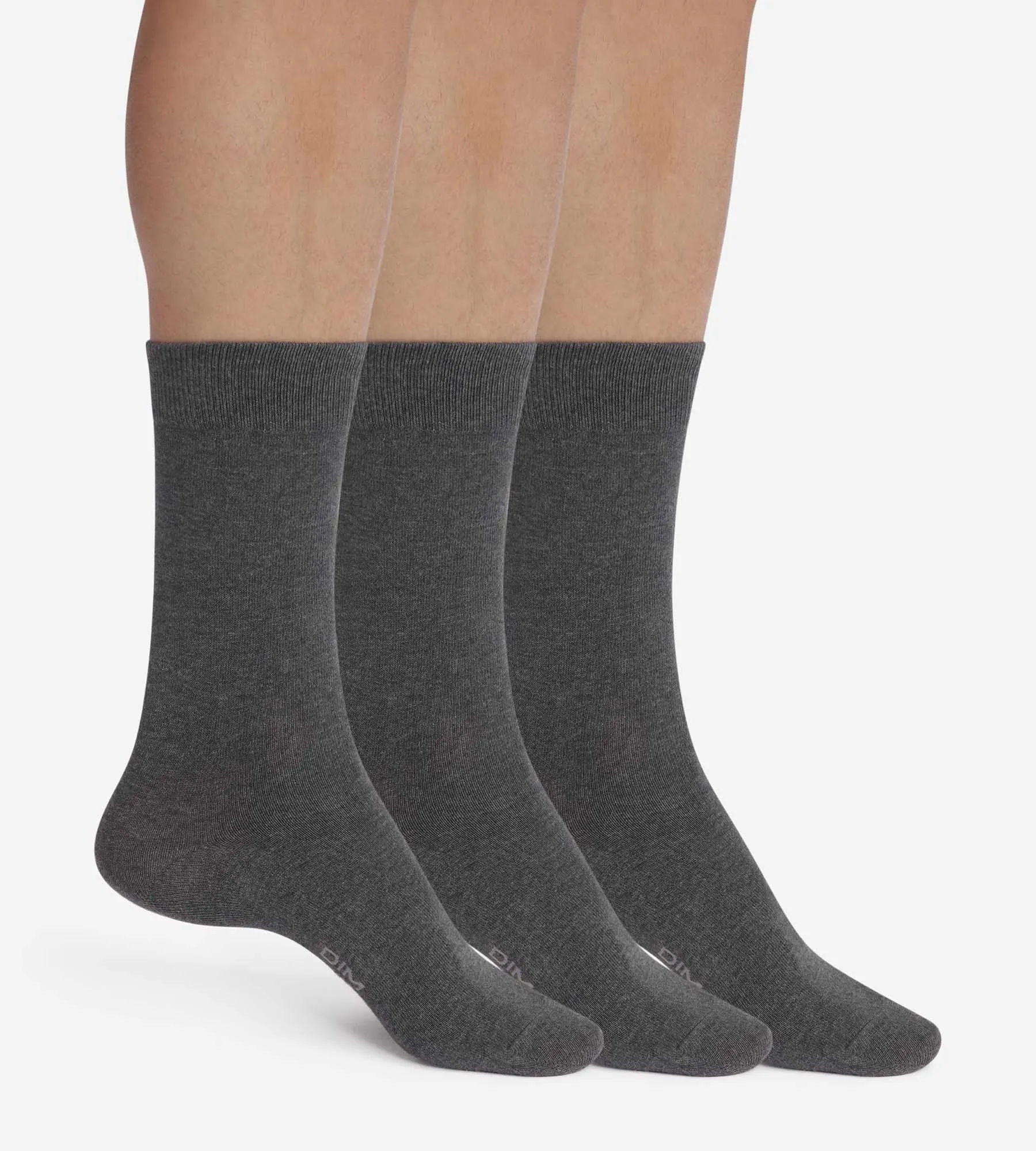 Pack of 3 Pairs of Men's Anthracite Mottled Dim Cotton Socks