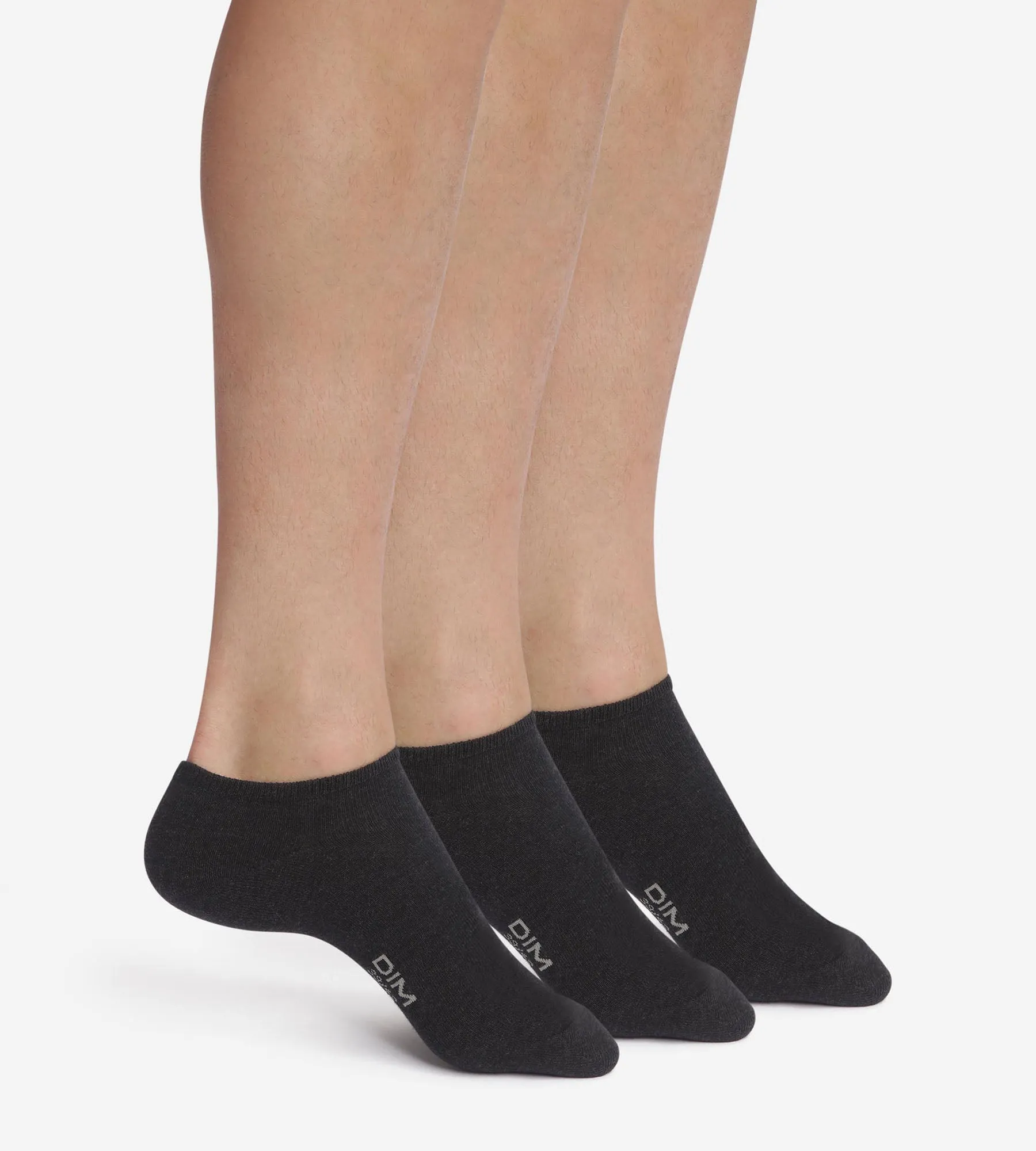 Pack of 3 Pairs of Men's Short Socks Black Dim Cotton