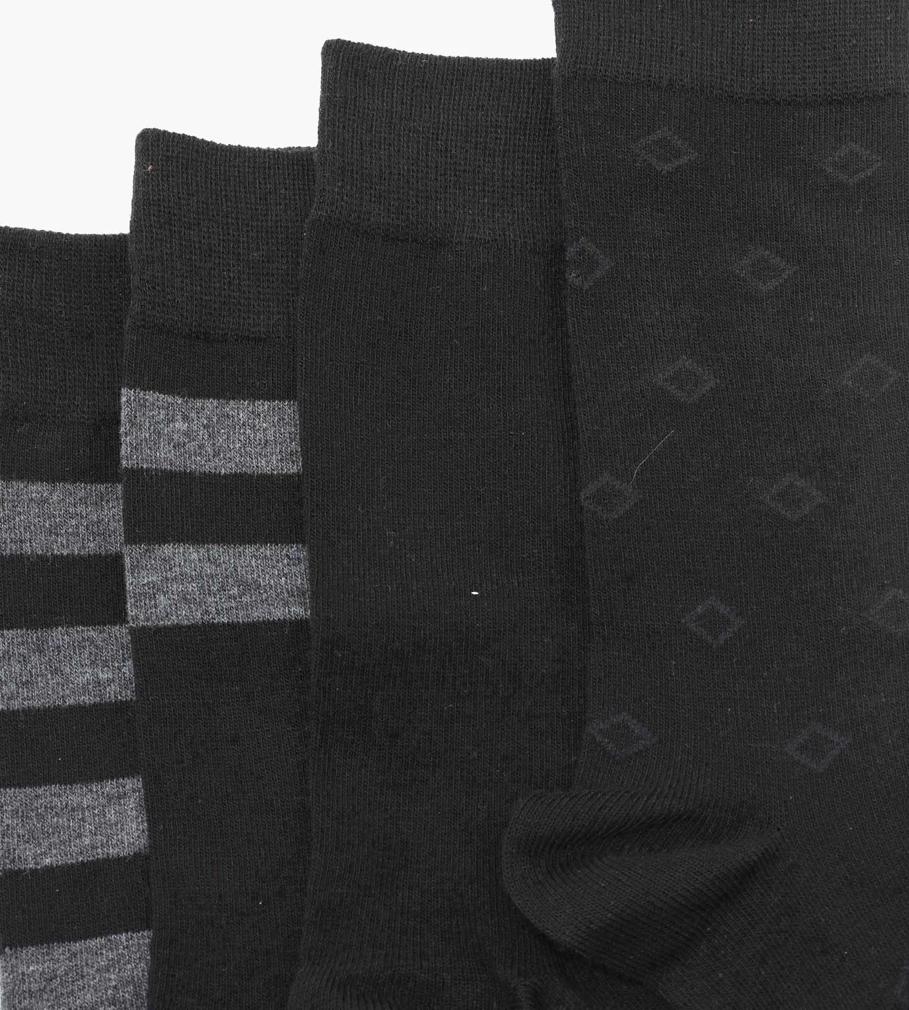 Pack of 4 pairs of men's striped cotton socks in Black EcoDim Style