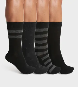 Pack of 4 pairs of men's striped cotton socks in Black EcoDim Style