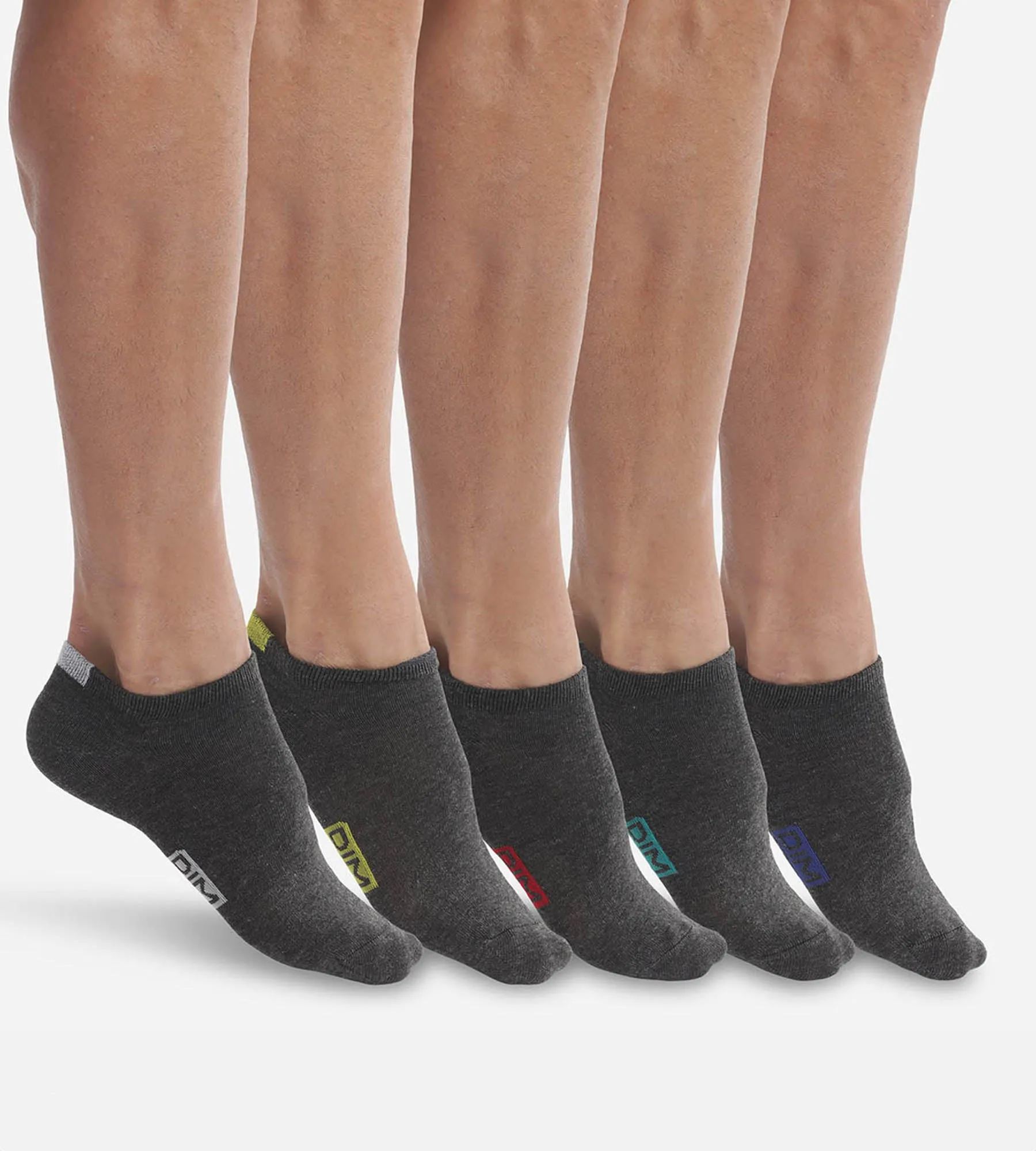 Pack of 5 pairs of men's cotton ankle socks Medium grey EcoDim