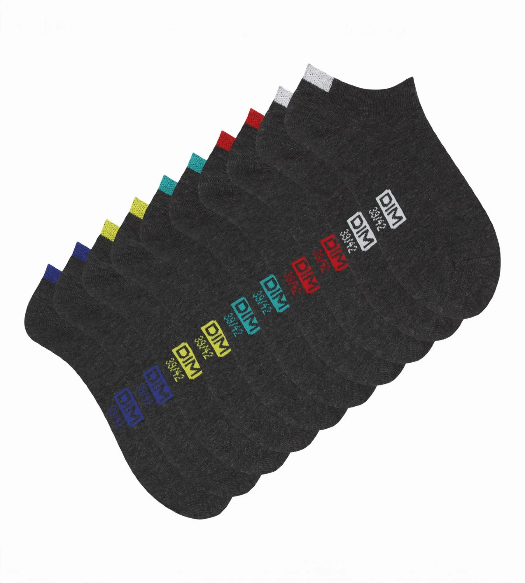 Pack of 5 pairs of men's cotton ankle socks Medium grey EcoDim