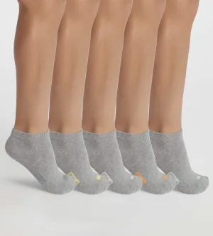 Pack of 5 pairs of unisex grey cotton socks with EcoDim labels