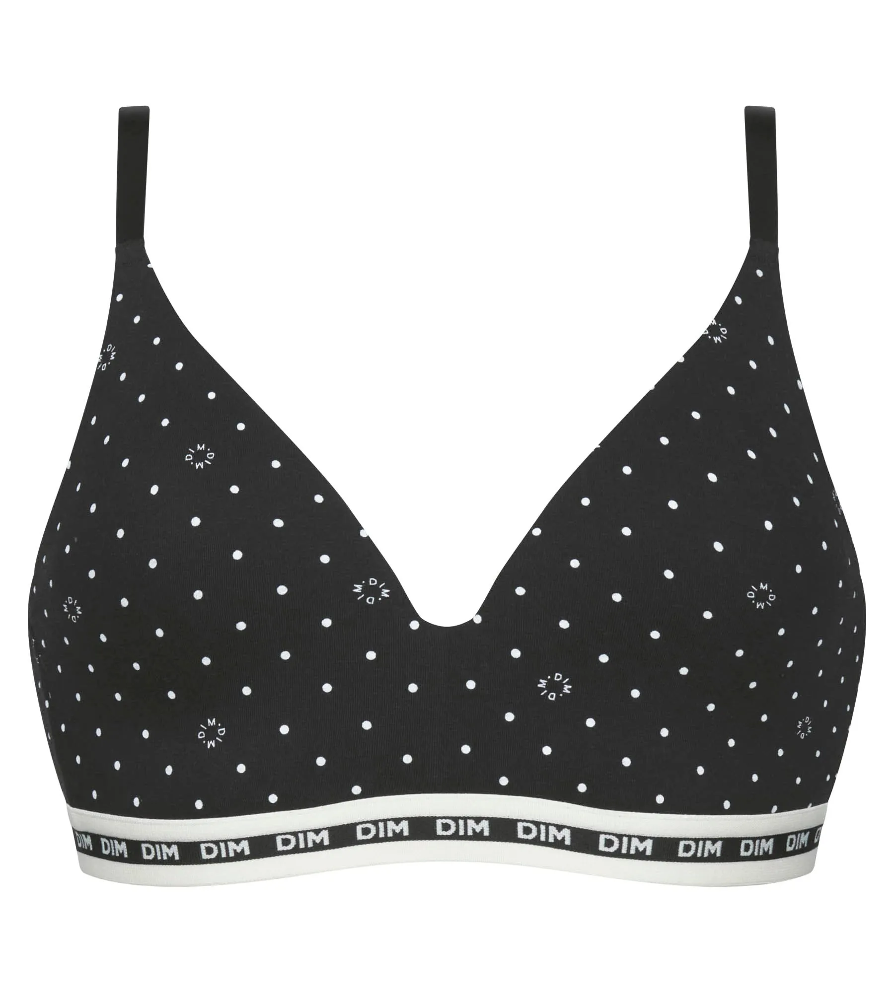 Padded triangle bra in modal cotton Black with polka dots Dim Icon