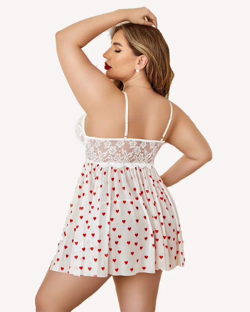 Plus Size Heart Side Slit Nightdress