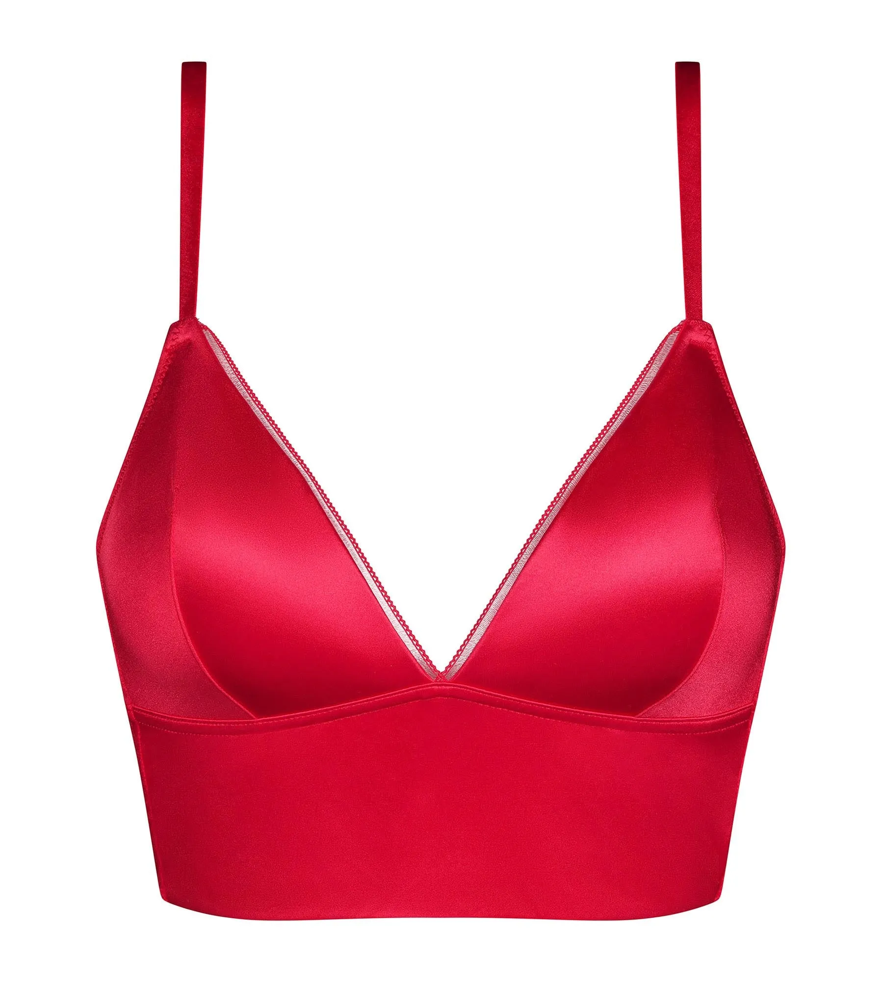 Red satin microfiber push-up triangle bra Dim Chéri