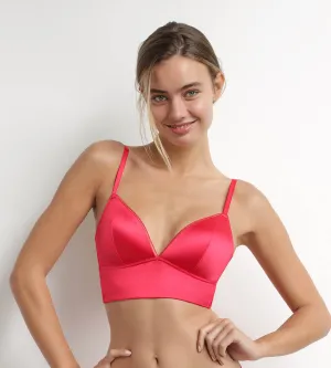 Red satin microfiber push-up triangle bra Dim Chéri