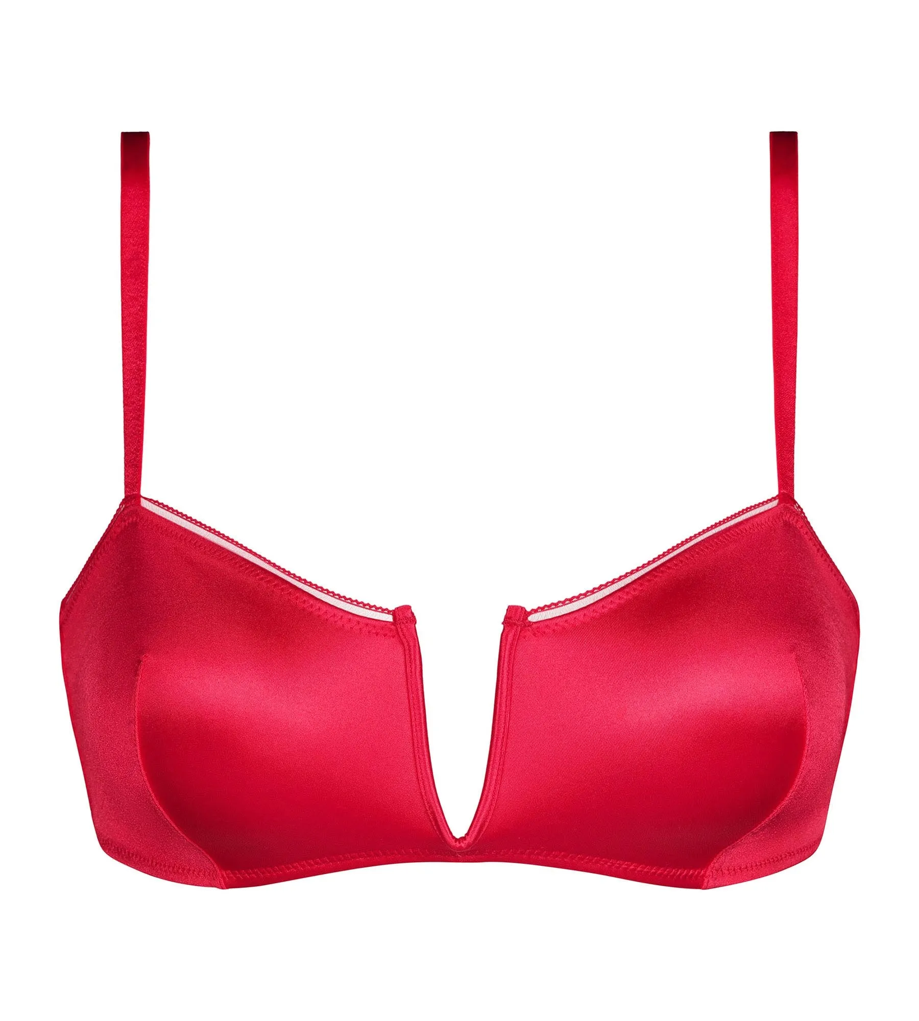 Red satin microfiber underwired bandeau bra Dim Chéri