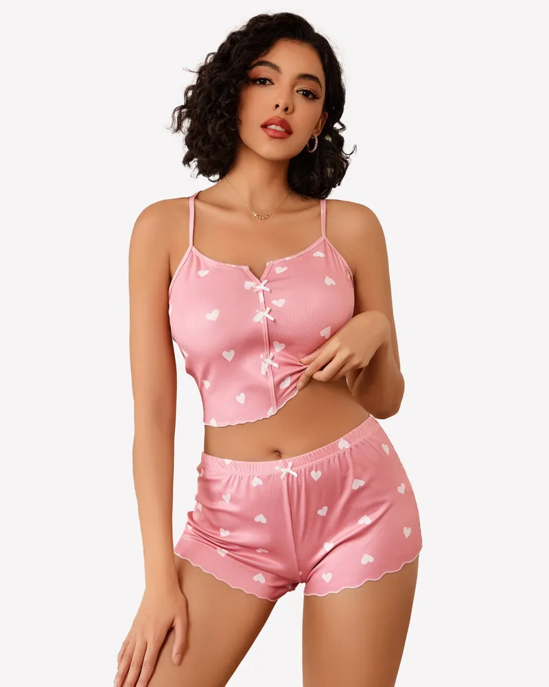 Ribbed Cami Pajama Set 2 Piece PJ Set