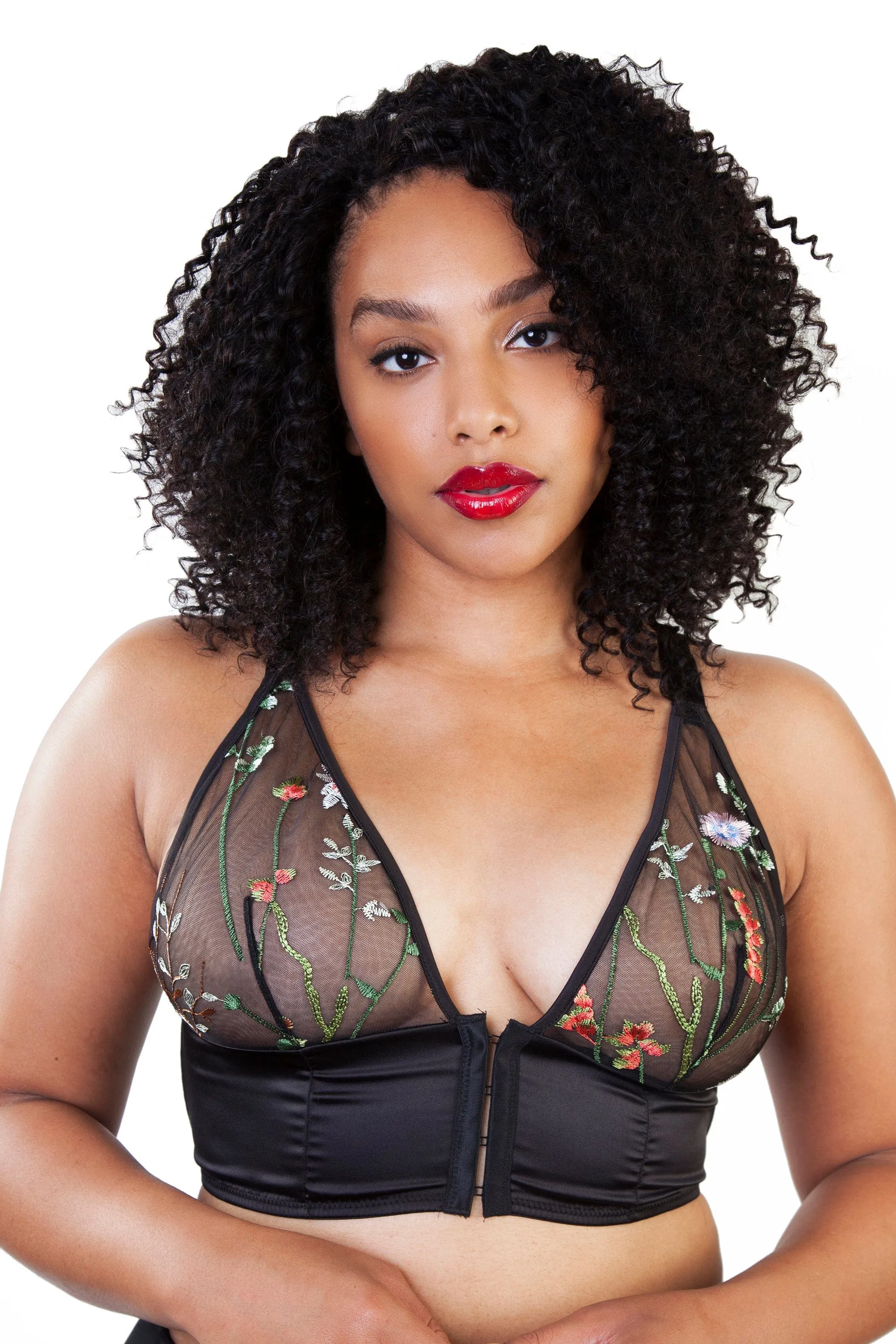 Rosa Black Embroidered Triangle Bra