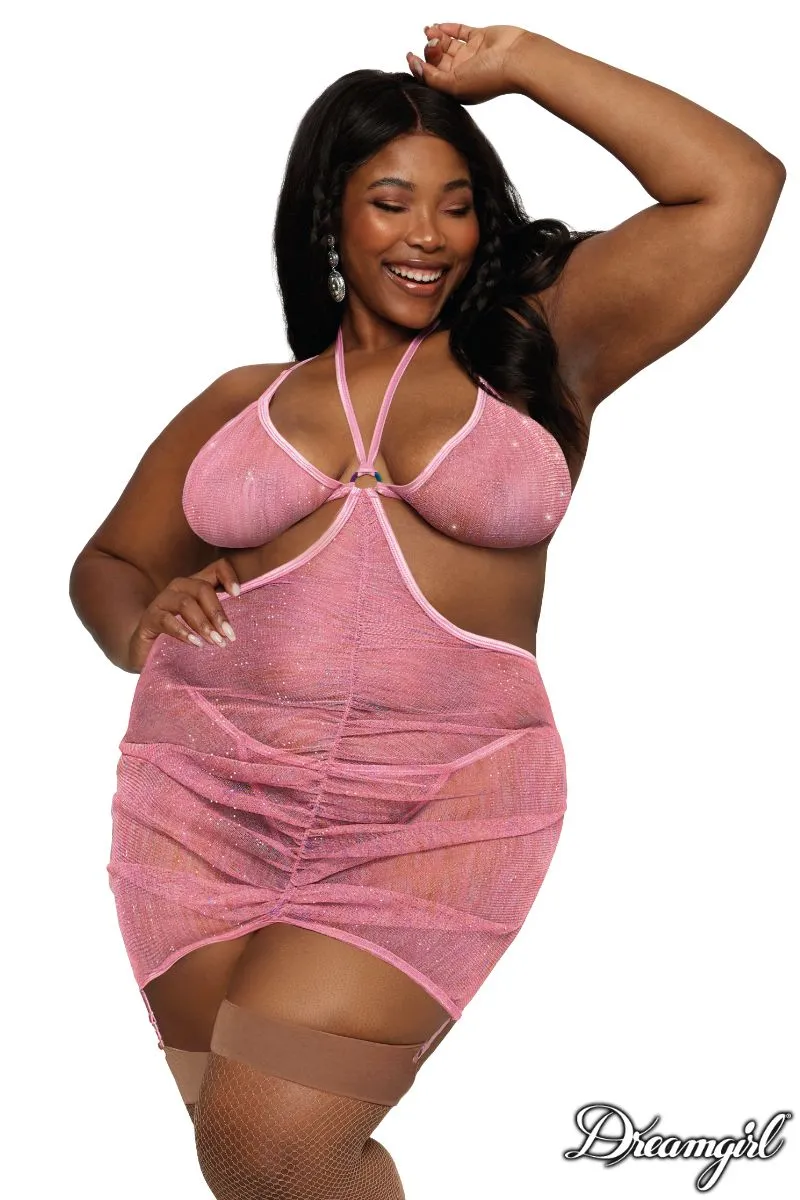 Ruched Glitter Garter Slip