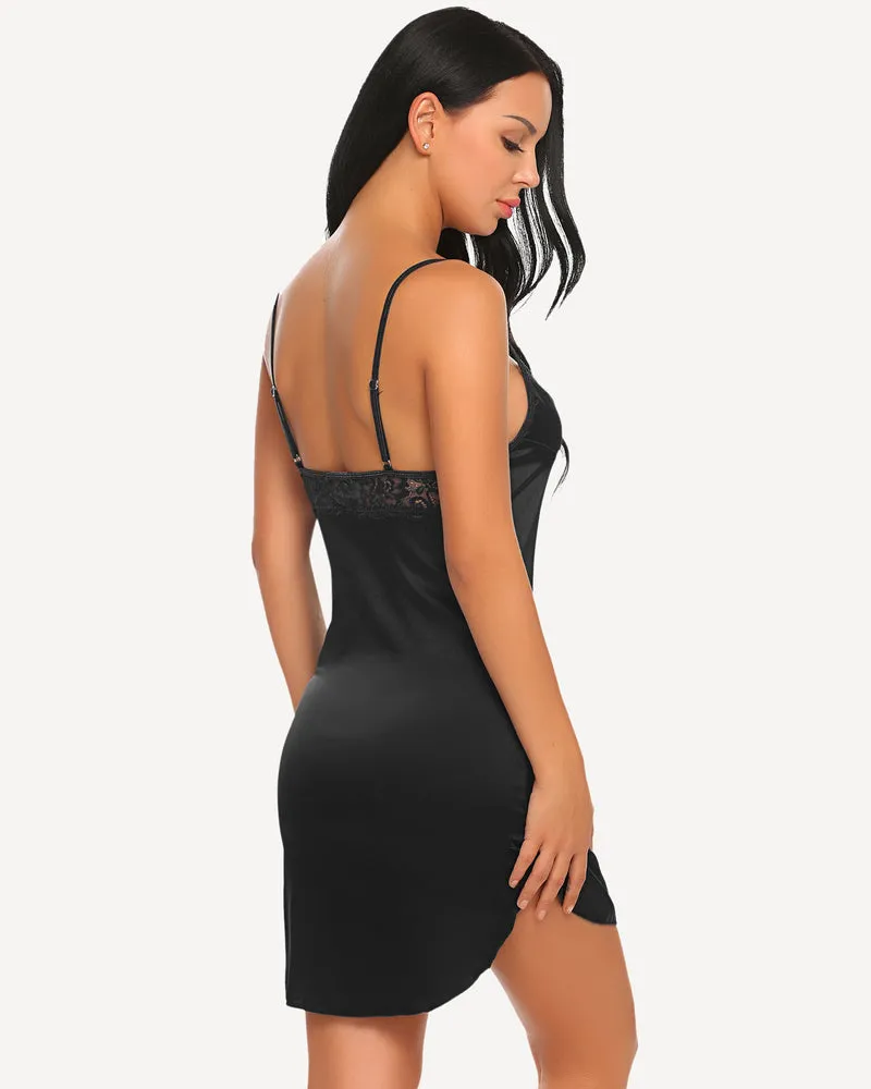 Satin Lace Mini Full Slip Sleepdress