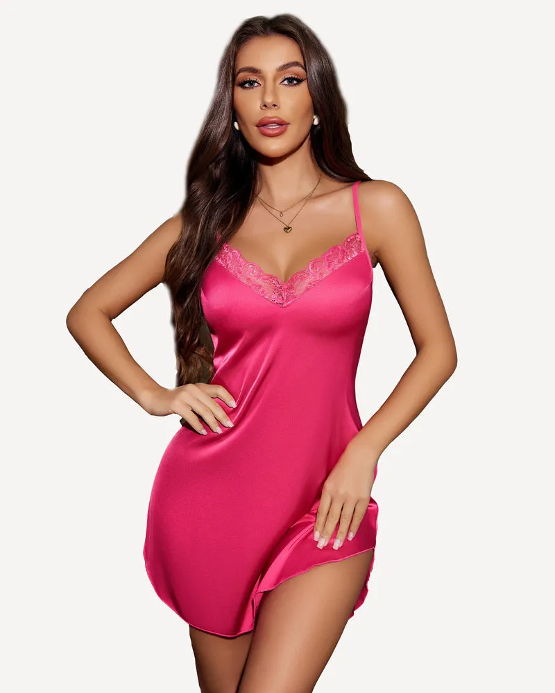 Satin Lace Mini Full Slip Sleepdress