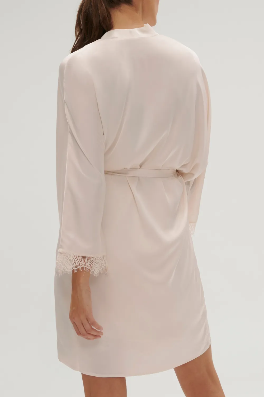 Satin Secrets Mid-Length Kimono in Rose Sakura