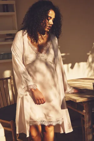 Satin Secrets Mid-Length Kimono in Rose Sakura