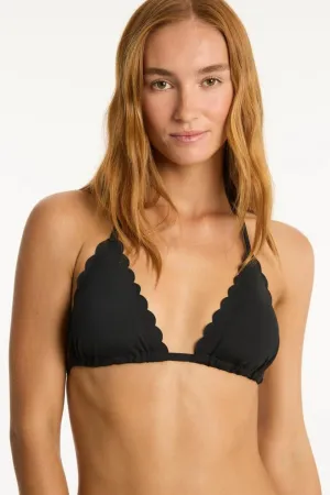 Scalloped Triangle Bikini Top Black