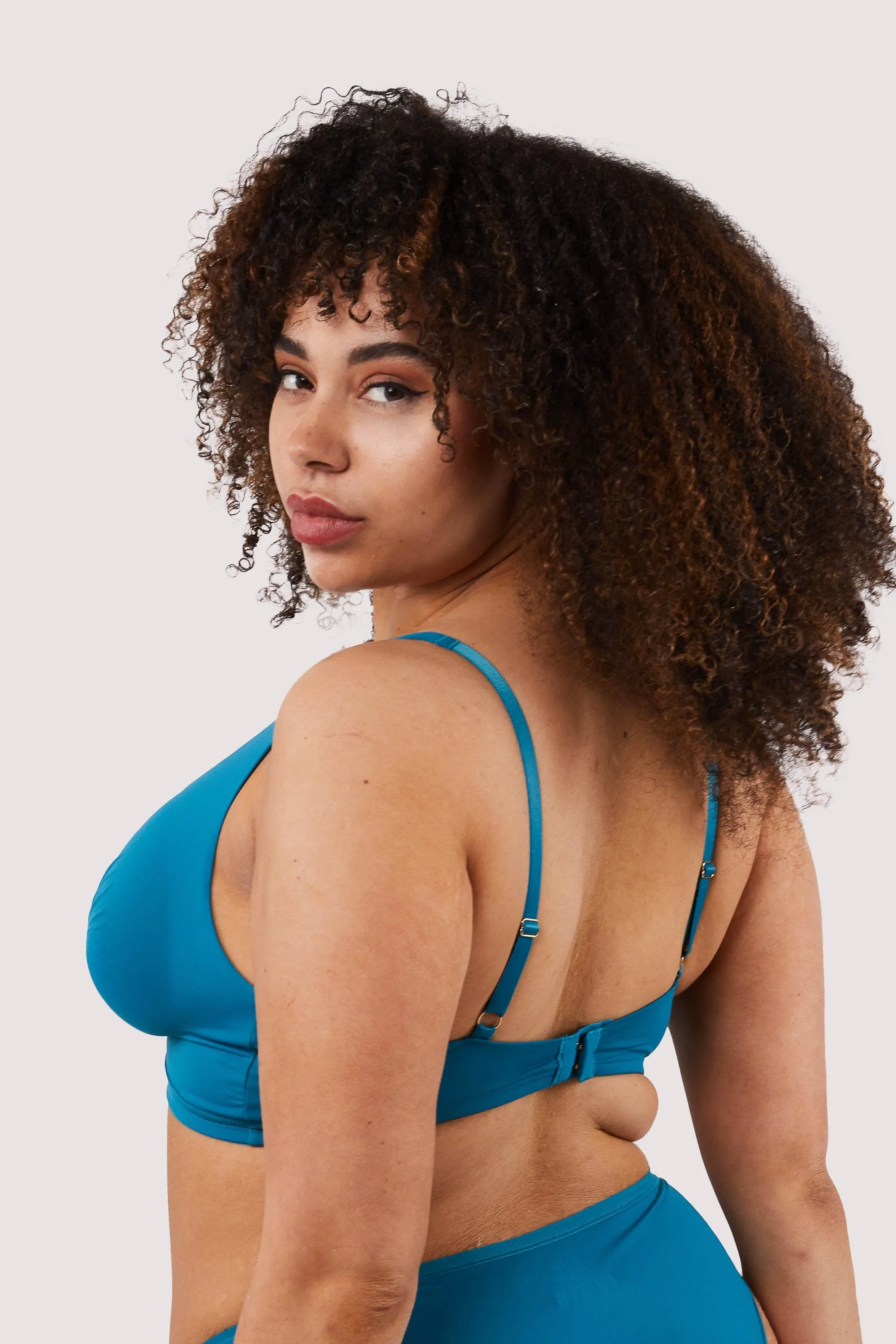 Second Skin Teal Recycled Crop Top Bra