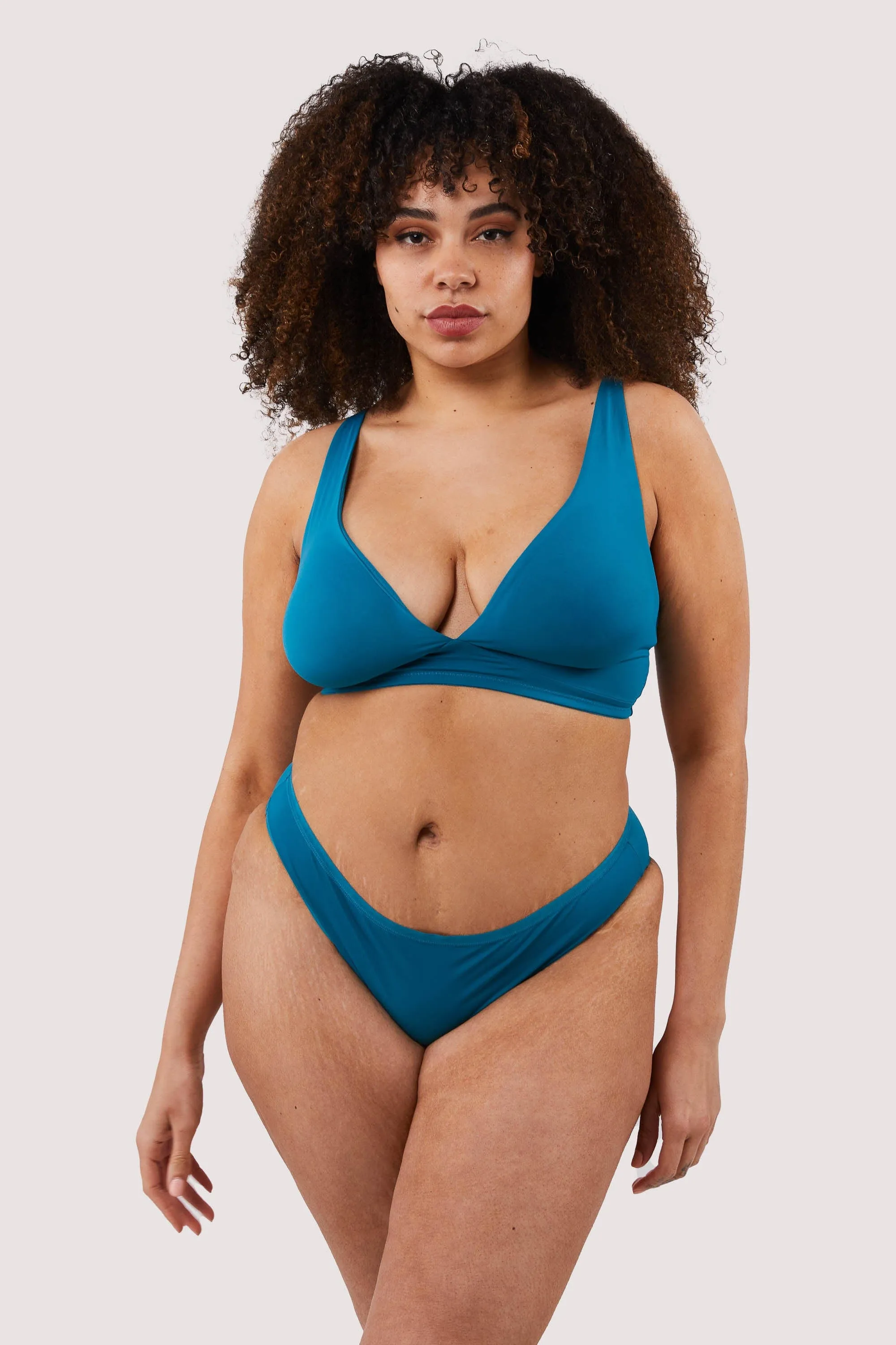 Second Skin Teal Recycled Triangle Bra