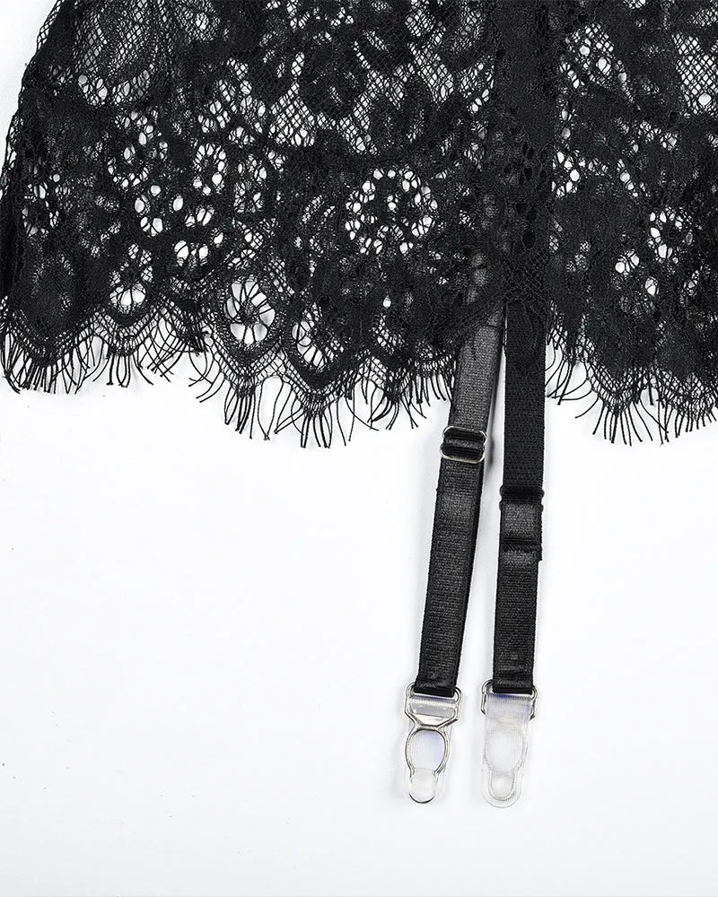 See Through Lace Night Dress with G-String