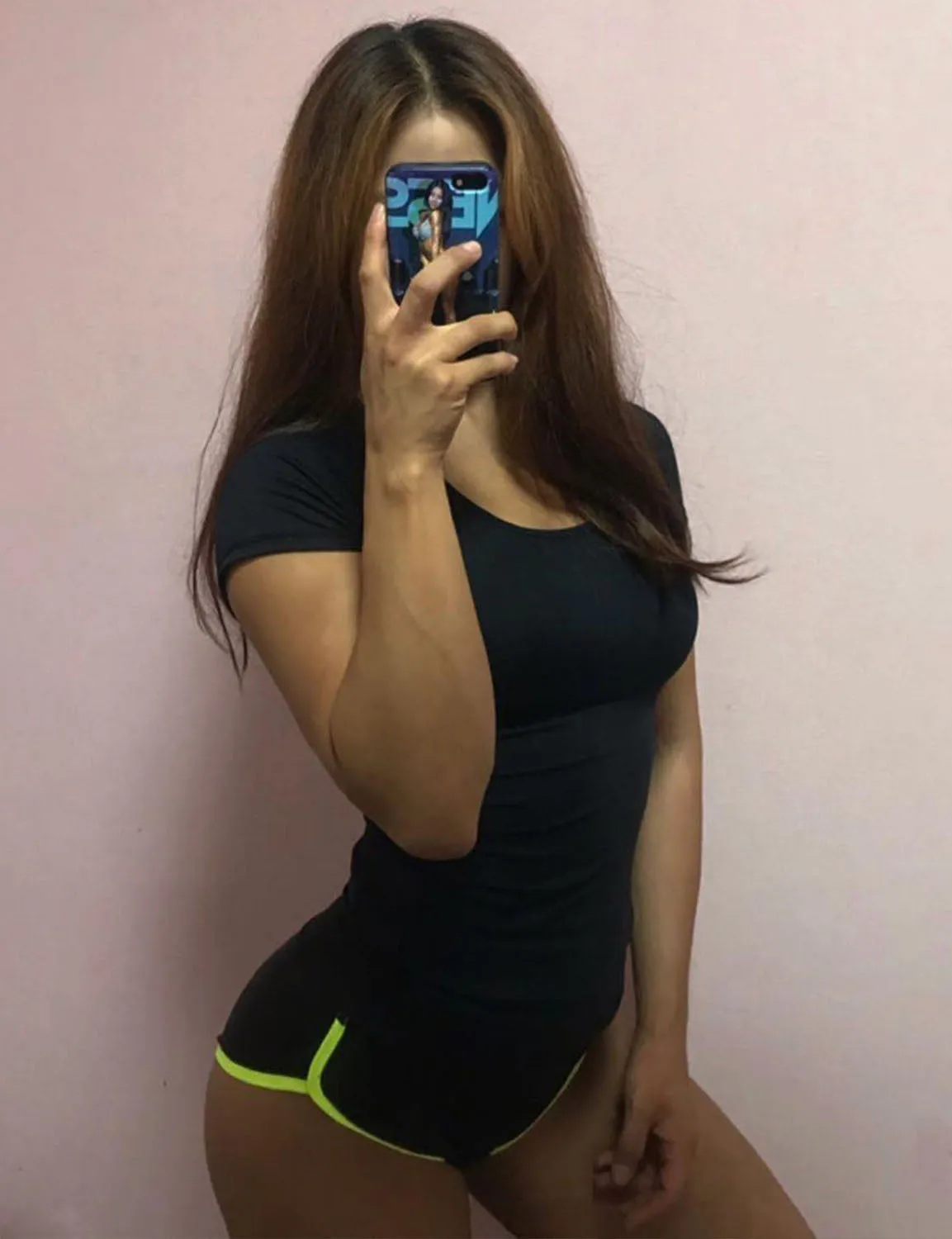 Sexy Booty Yoga Shorts black_fluorescentyellow ins_yoga