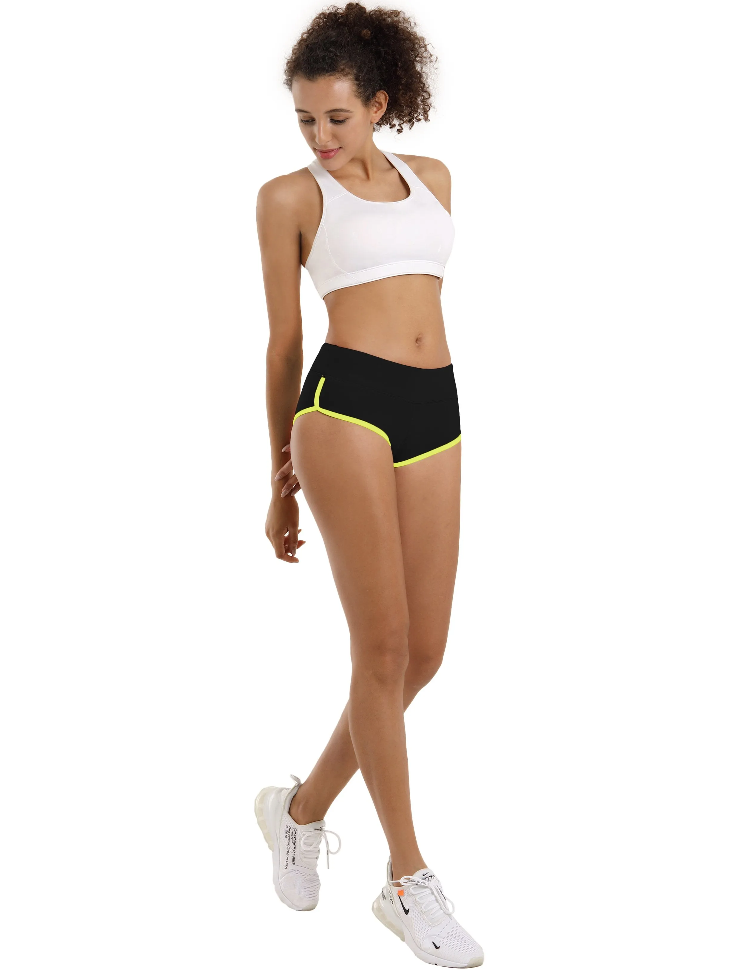 Sexy Booty Yoga Shorts black_fluorescentyellow ins_yoga
