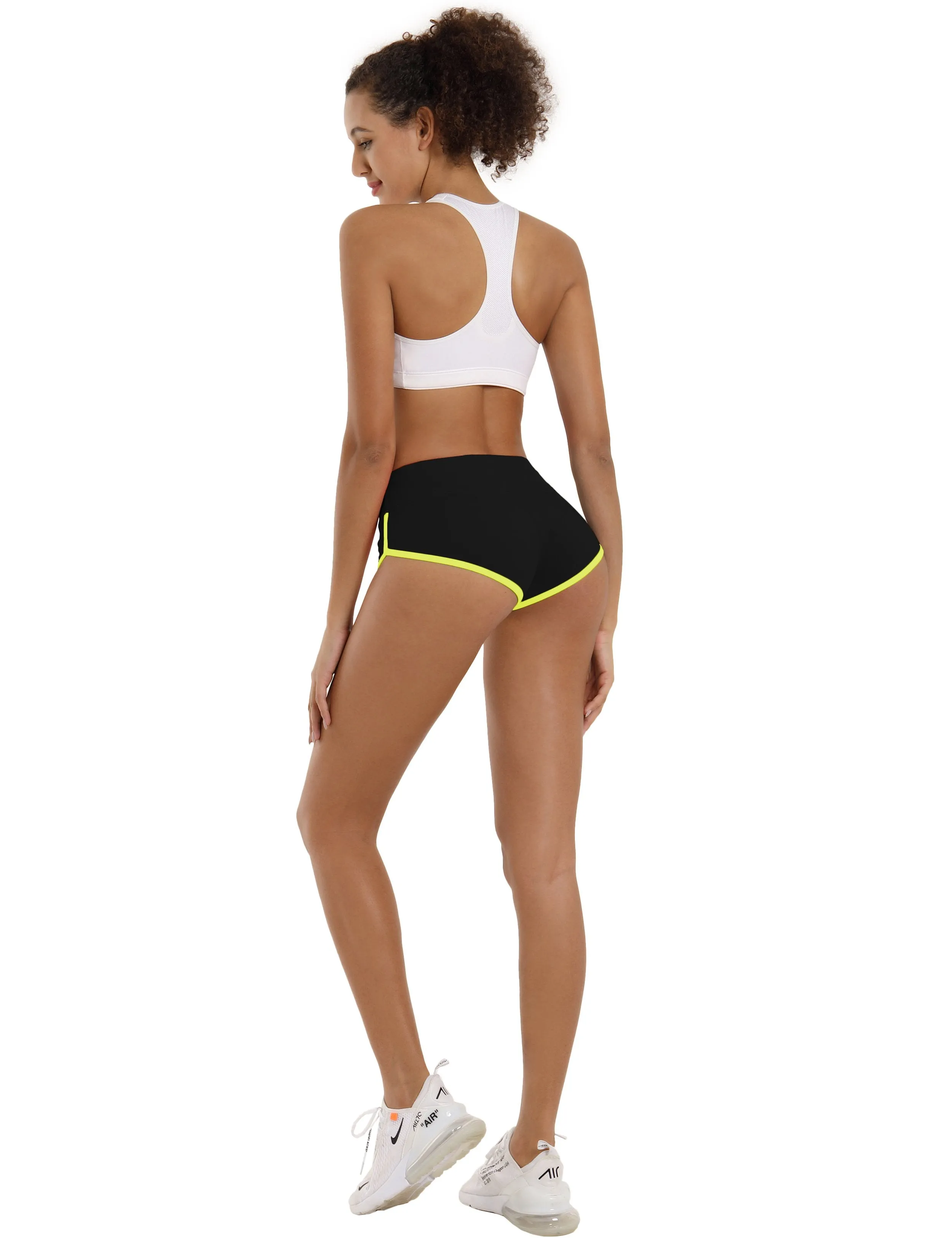 Sexy Booty Yoga Shorts black_fluorescentyellow ins_yoga