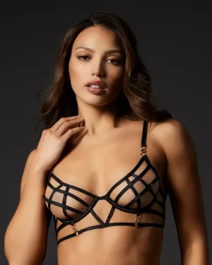 Shirin Open Strappy Bra Black