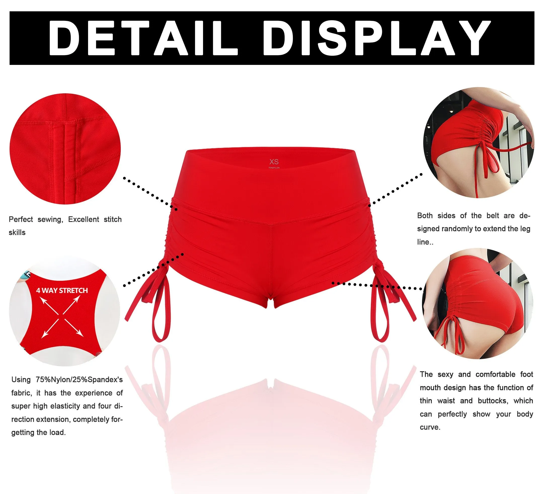 Side Drawstring Hot Shorts scarlet ins_yoga