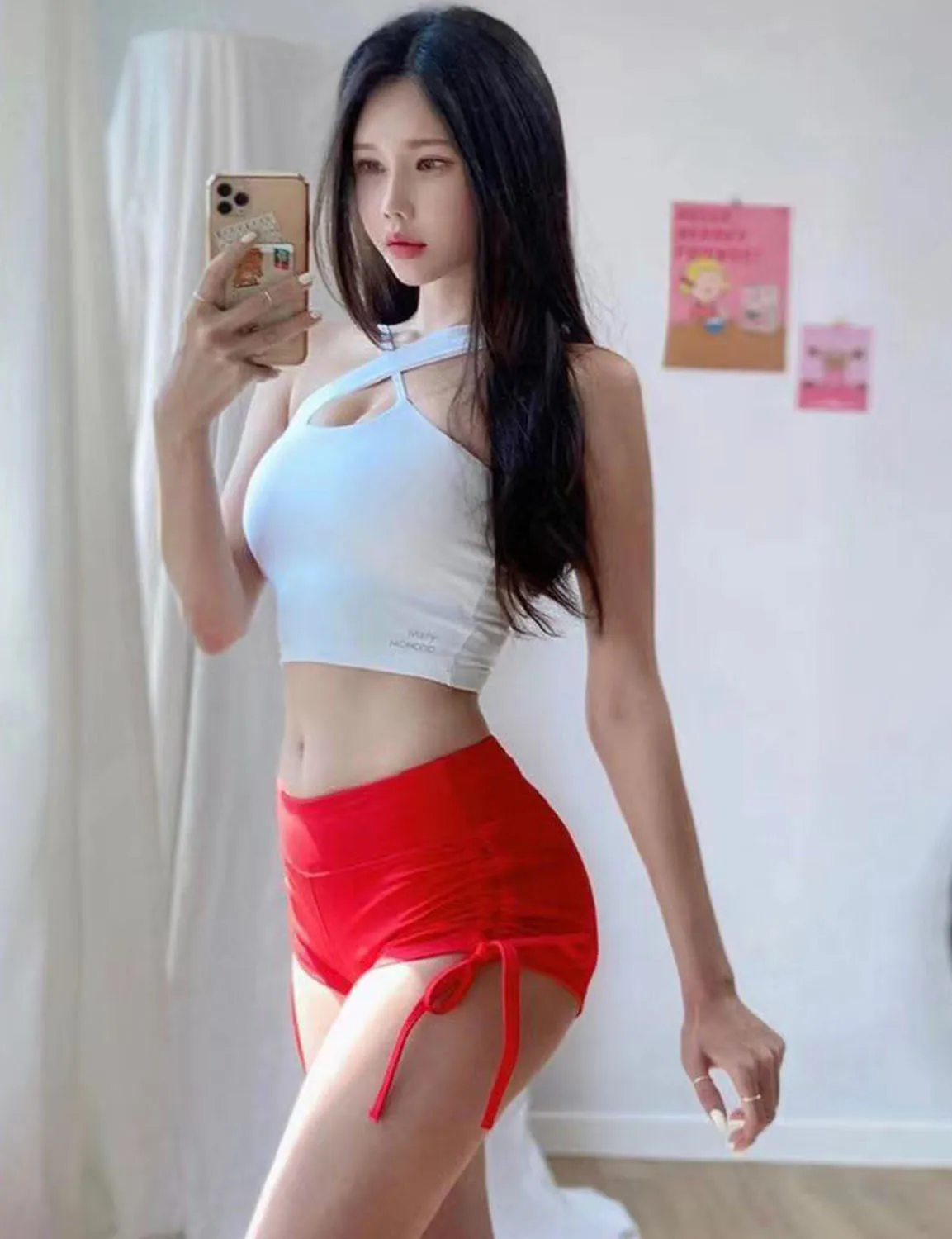 Side Drawstring Hot Shorts scarlet ins_yoga