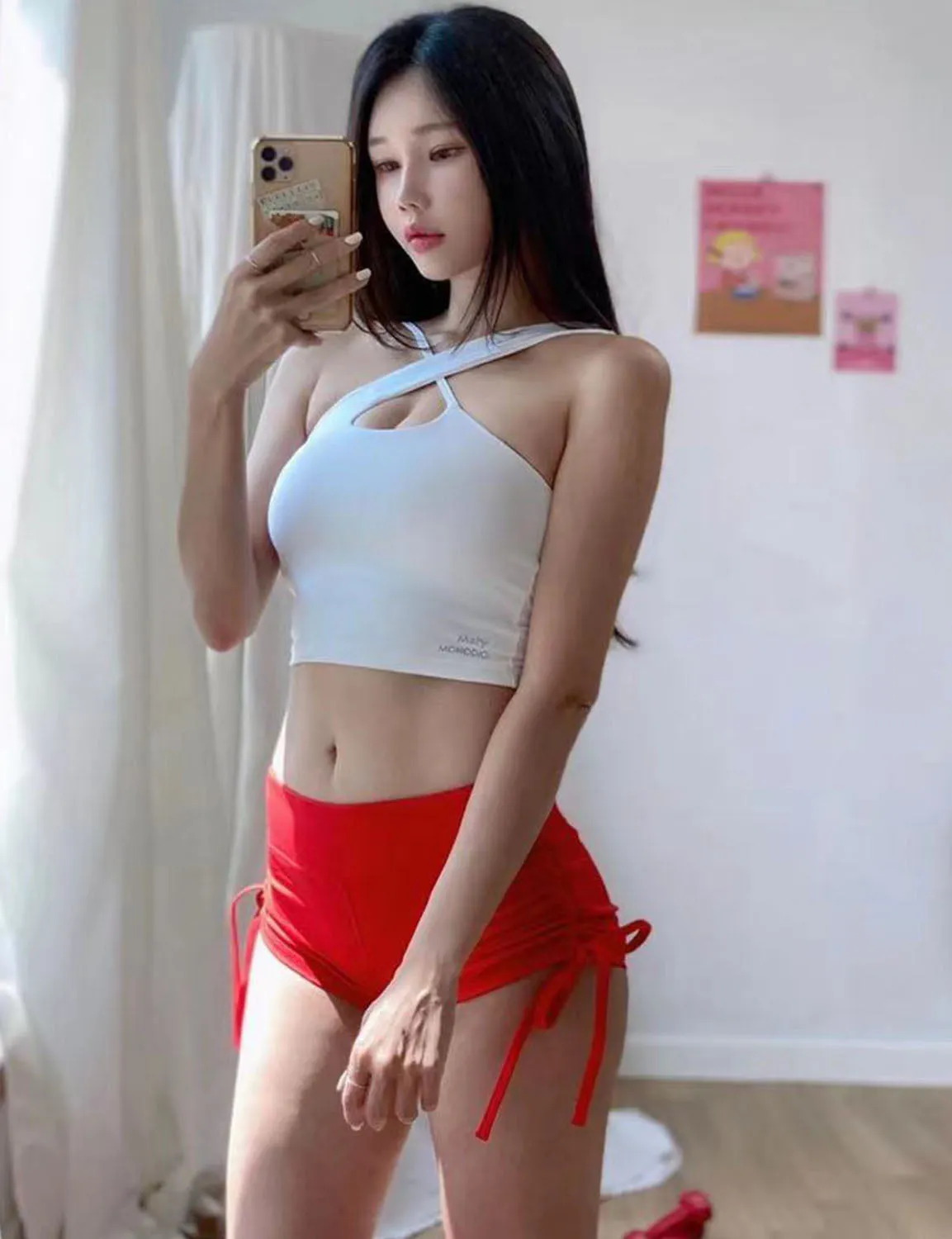 Side Drawstring Hot Shorts scarlet ins_yoga