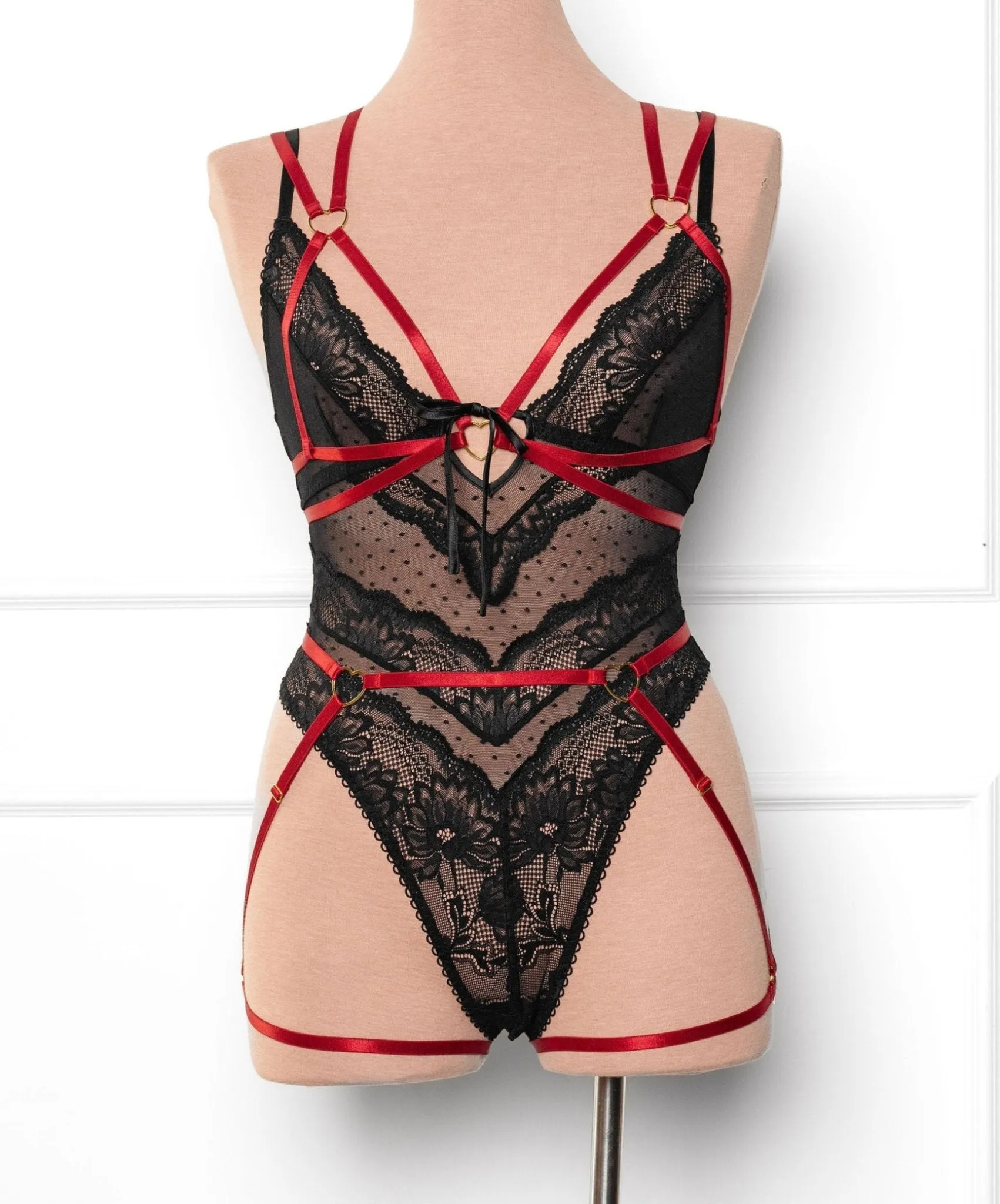Strappy Heart Harness Bottom - Scarlet Red