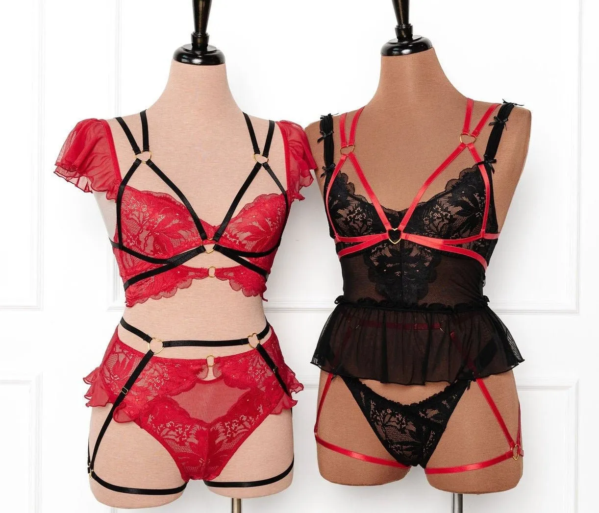 Strappy Heart Harness Bottom - Scarlet Red
