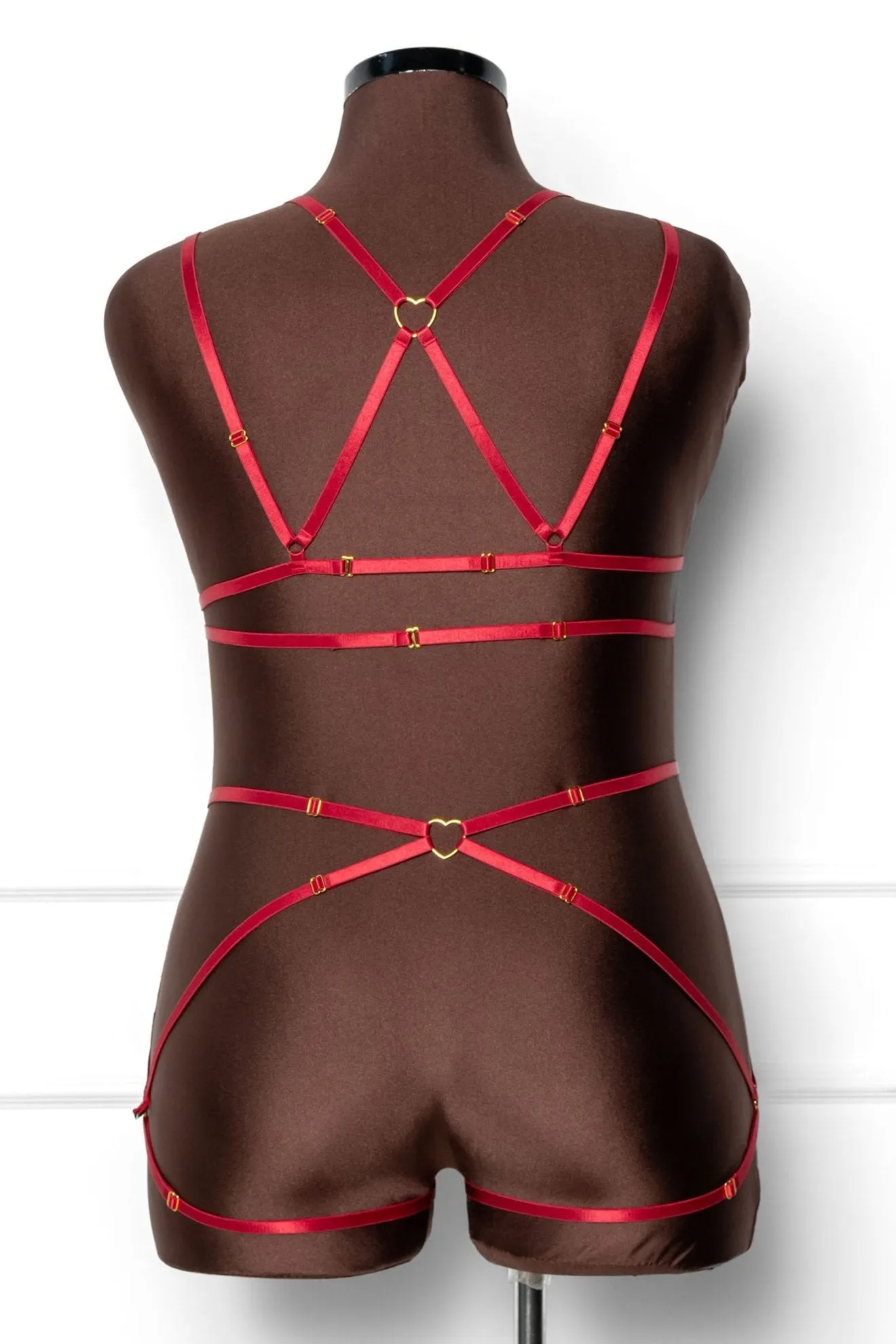 Strappy Heart Harness Bottom - Scarlet Red