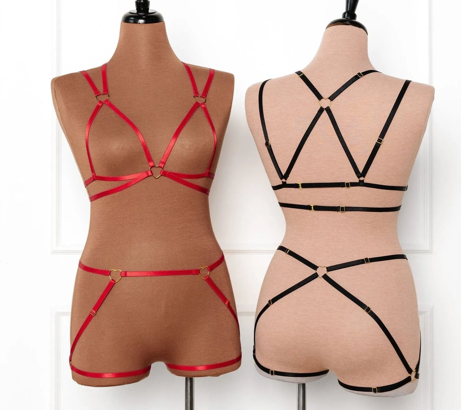 Strappy Heart Harness Bottom - Scarlet Red