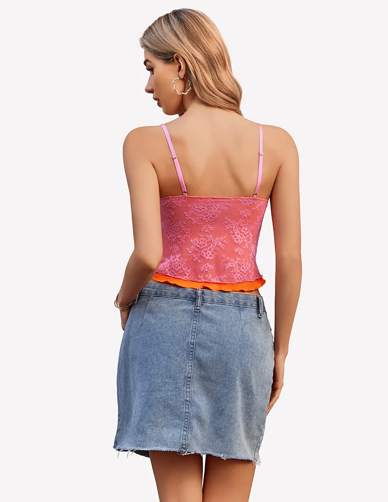 Tank Top Going Out Y2k Lace Tops