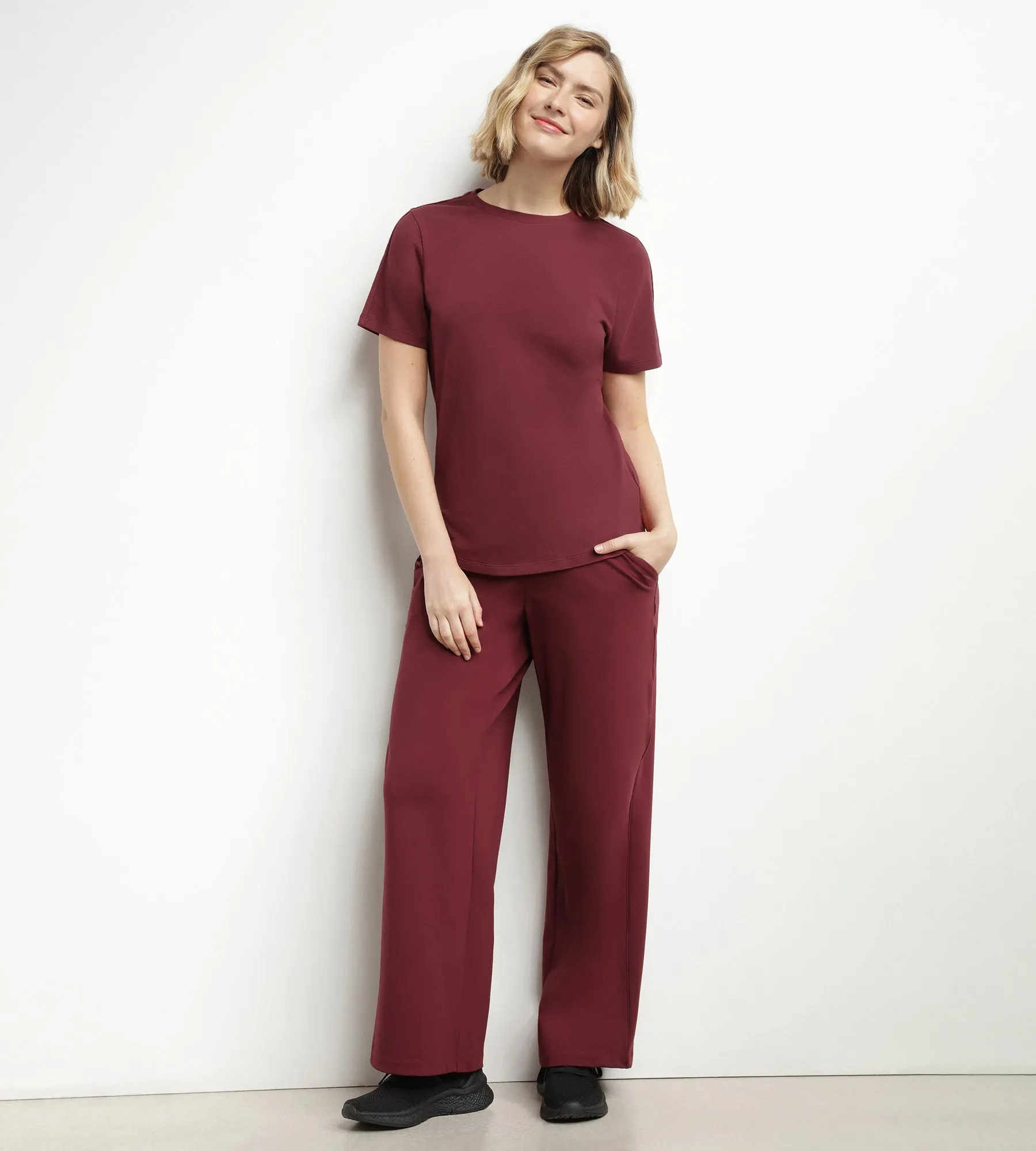 Thermoregulating women's sports T-shirt in Bordeaux jersey Dim Move