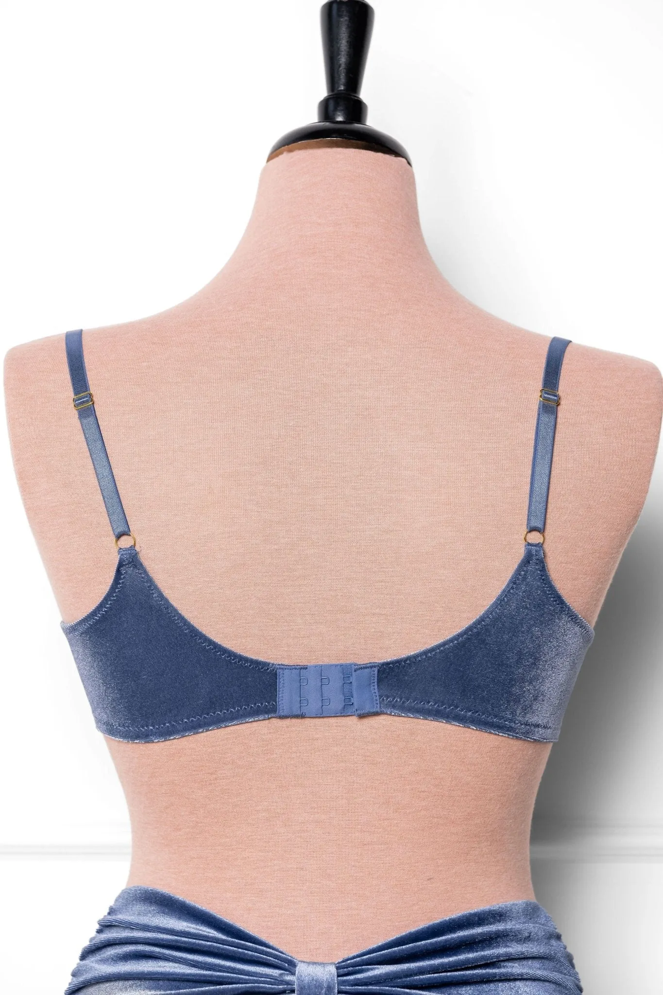 Velvet Bow Bralette - Winter Blue