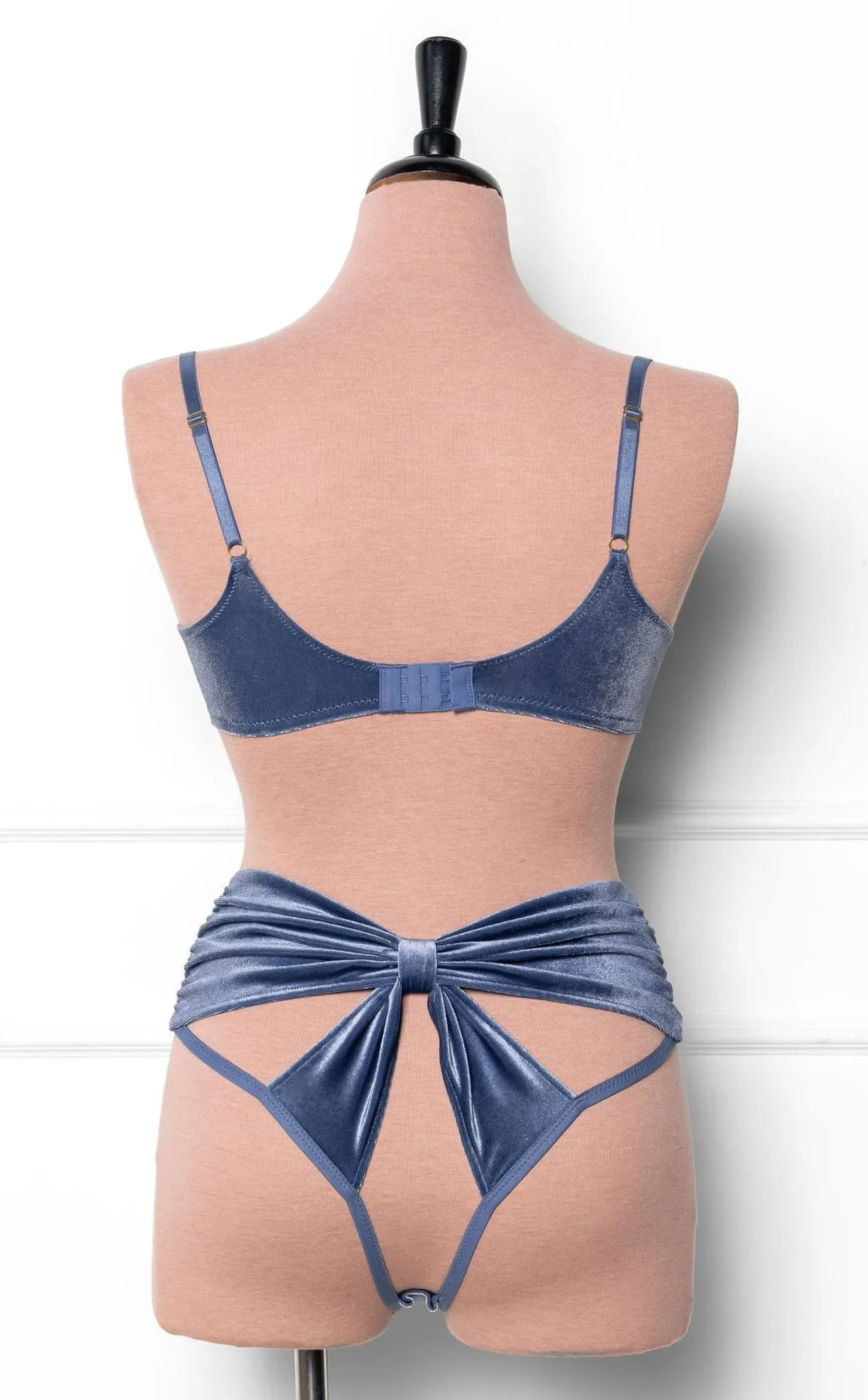 Velvet Bow Bralette - Winter Blue